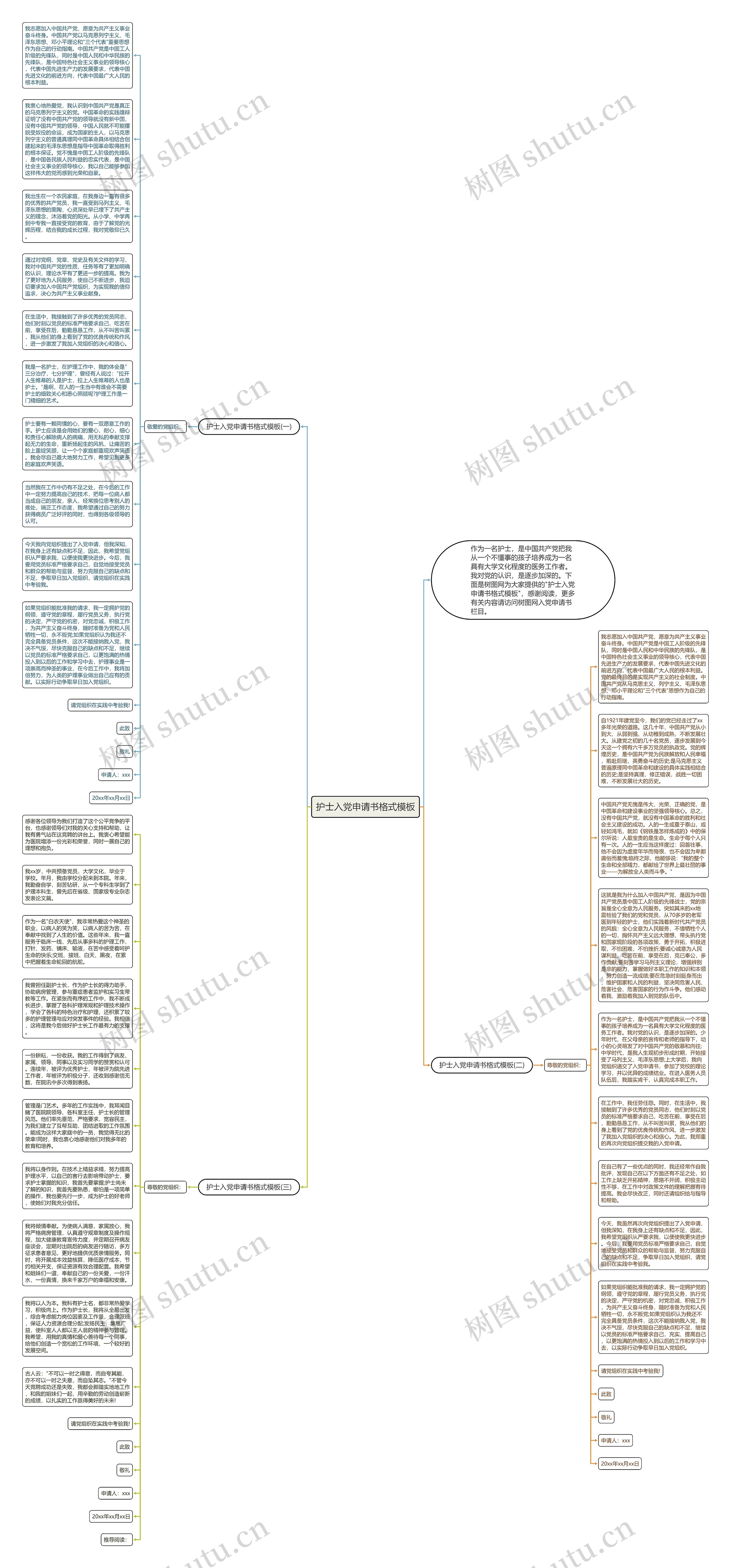 护士入党申请书格式思维导图