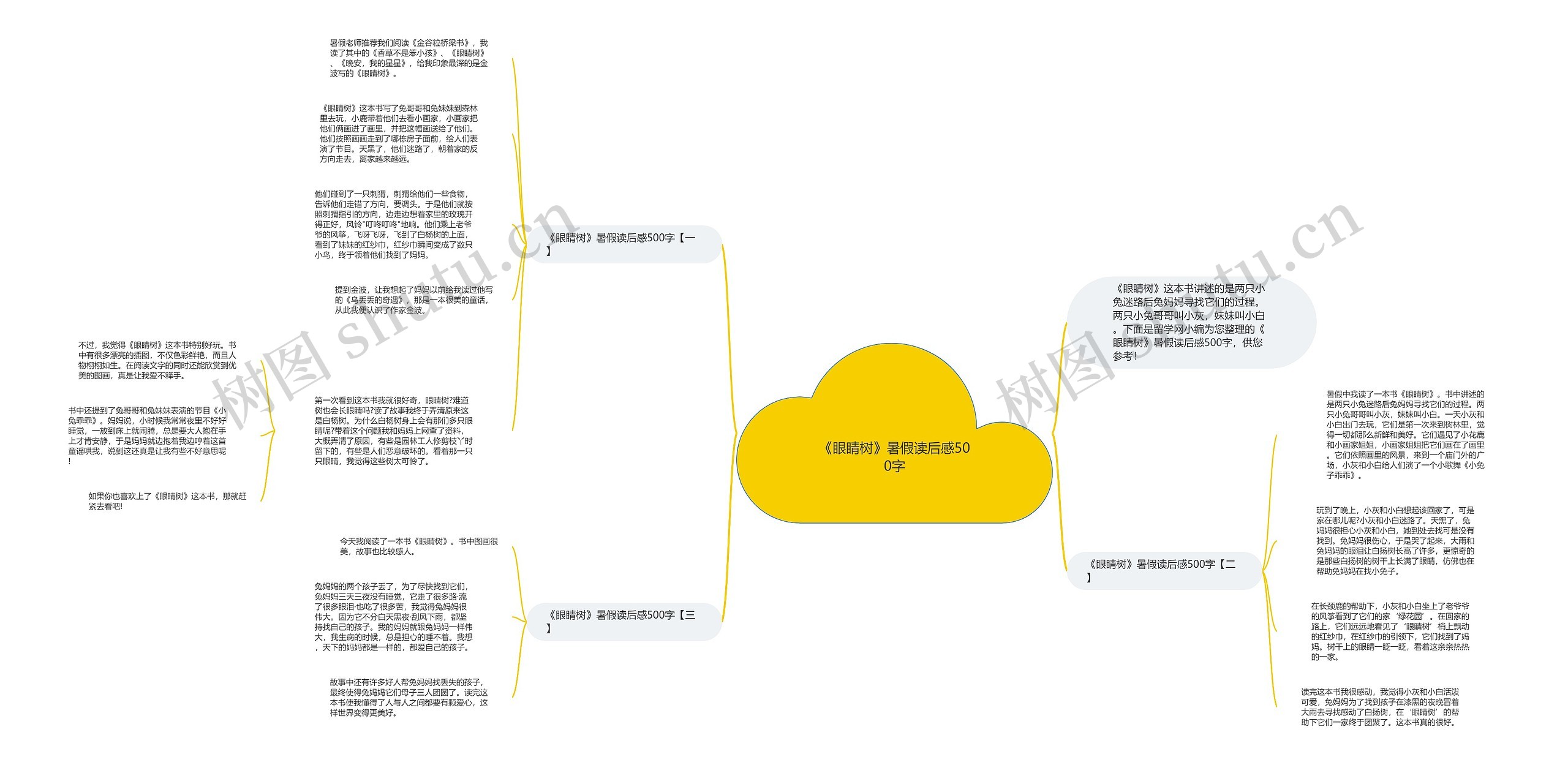 《眼睛树》暑假读后感500字思维导图