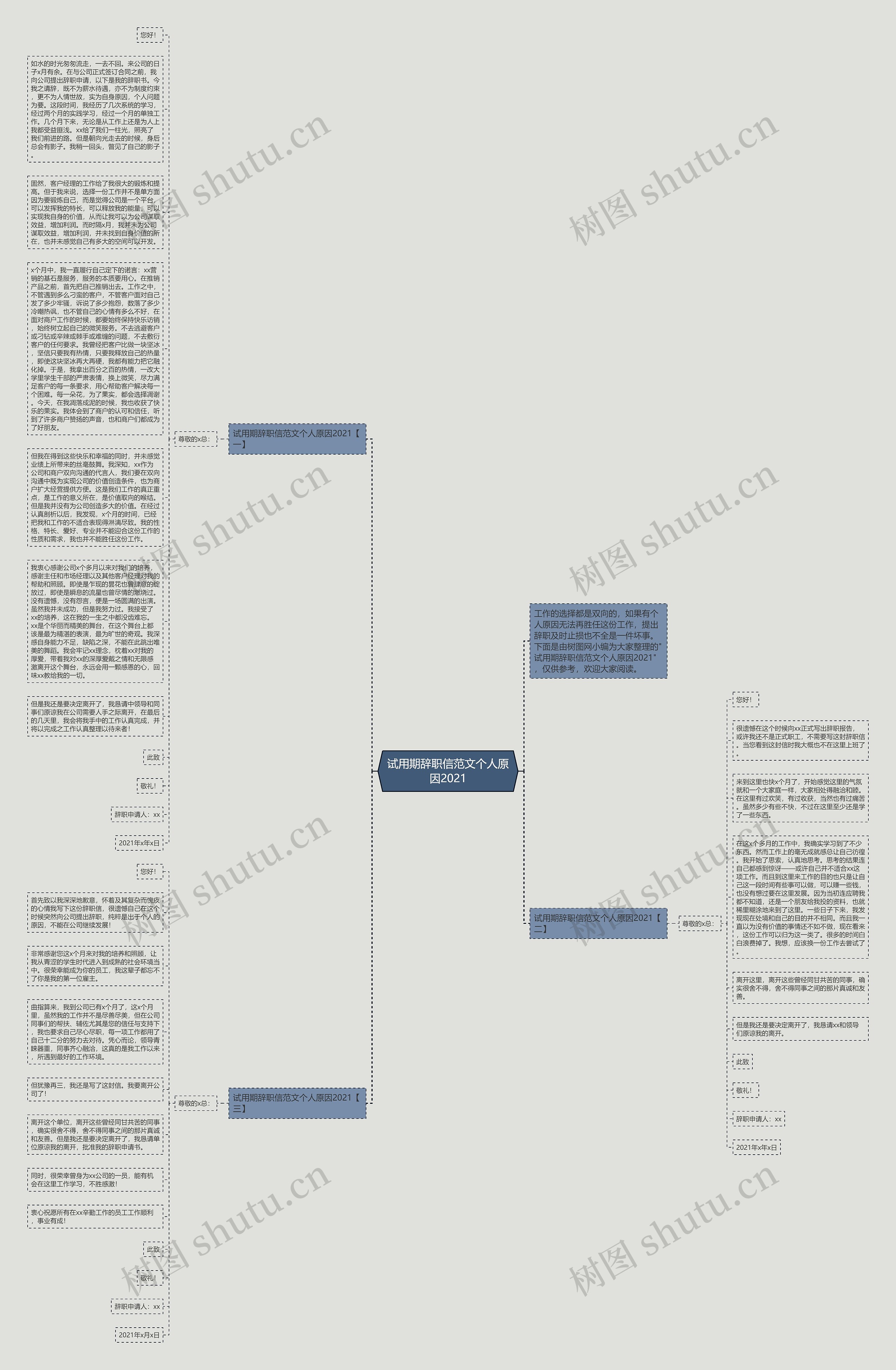 试用期辞职信范文个人原因2021思维导图