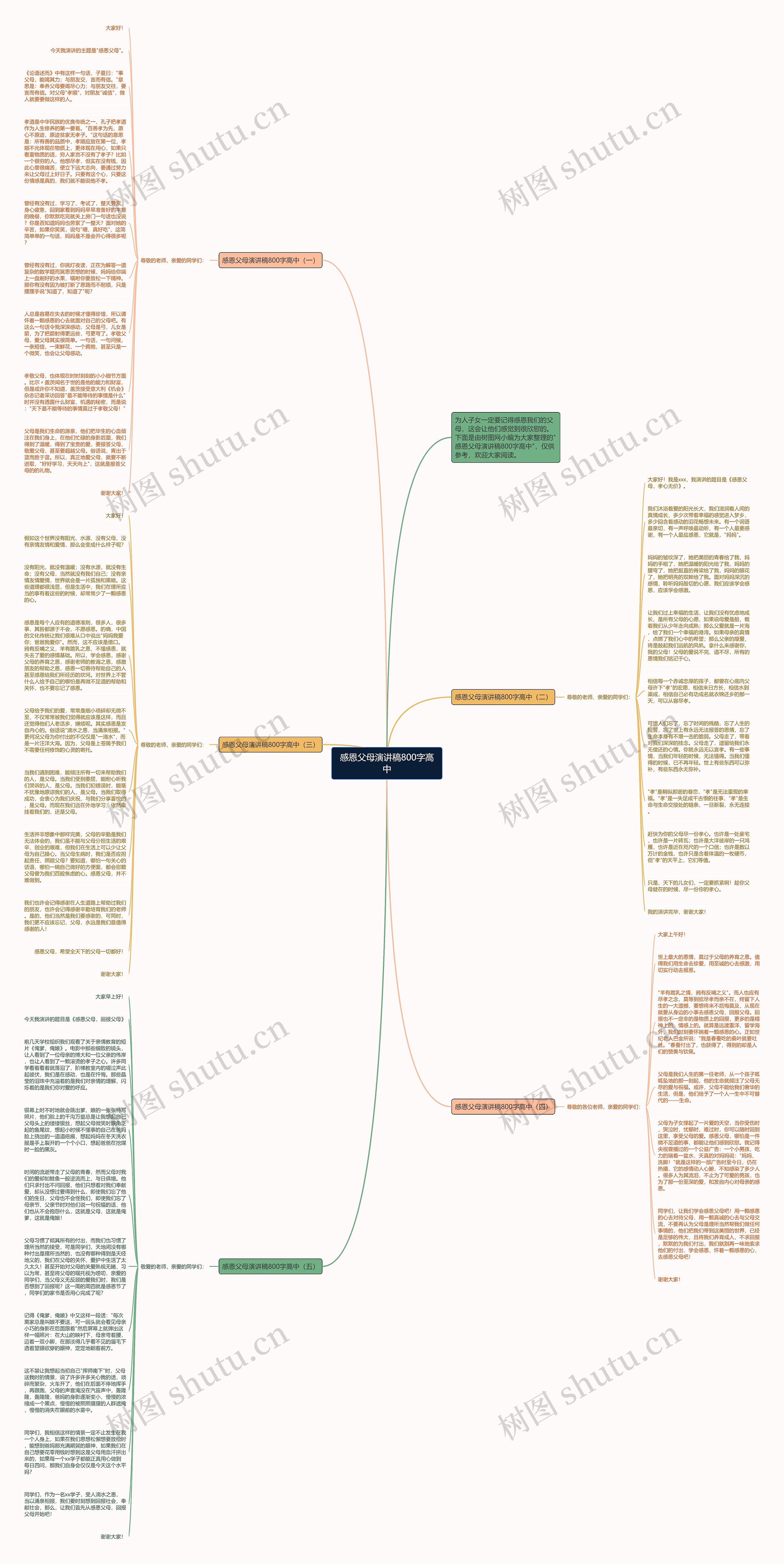 感恩父母演讲稿800字高中思维导图