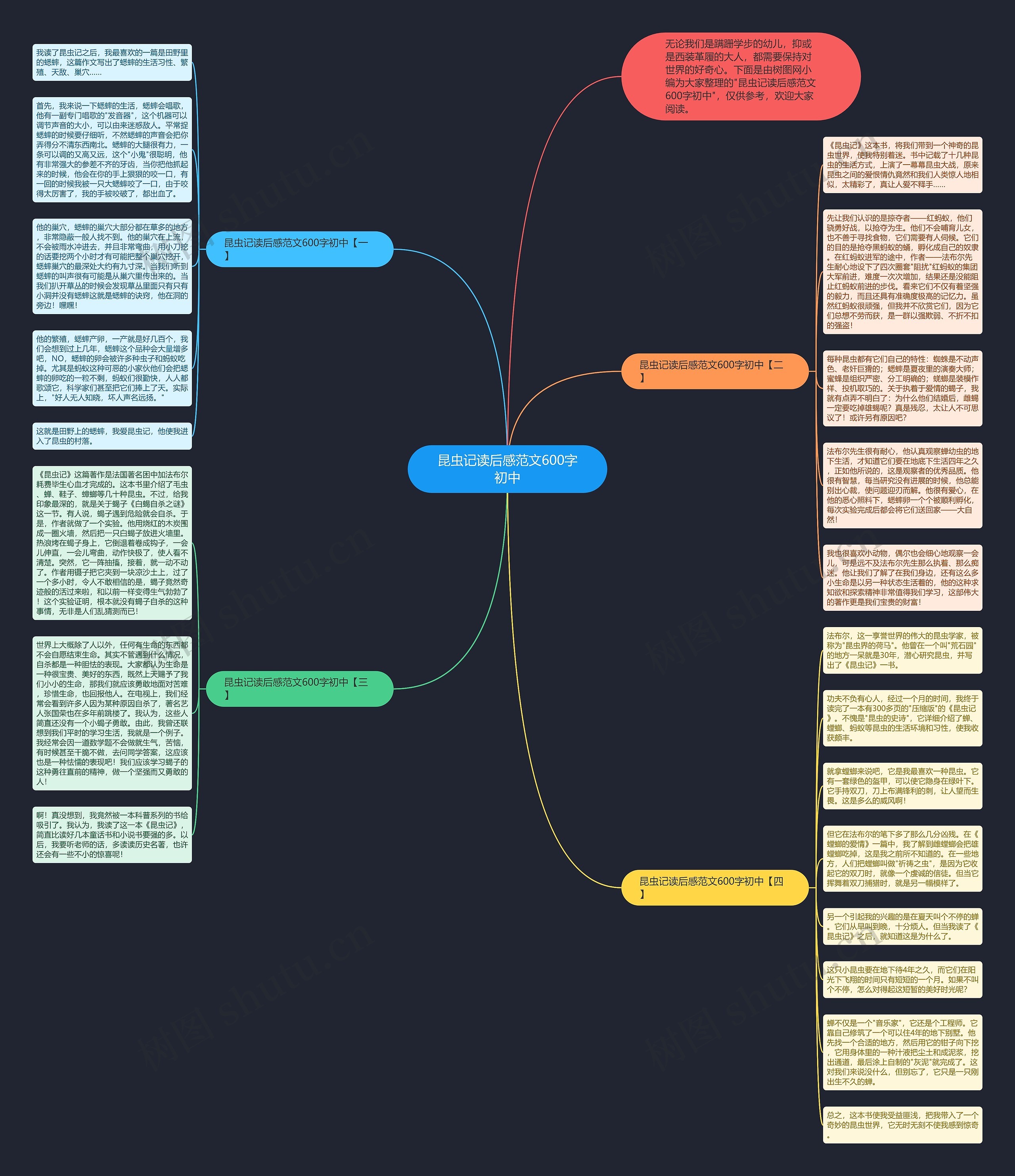 昆虫记读后感范文600字初中思维导图