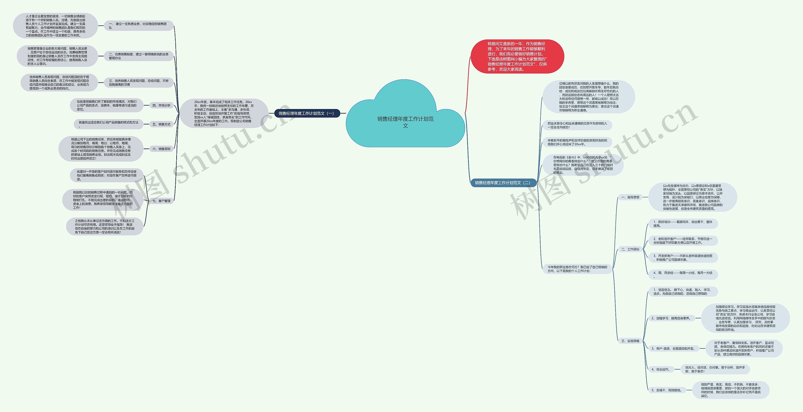 销售经理年度工作计划范文思维导图