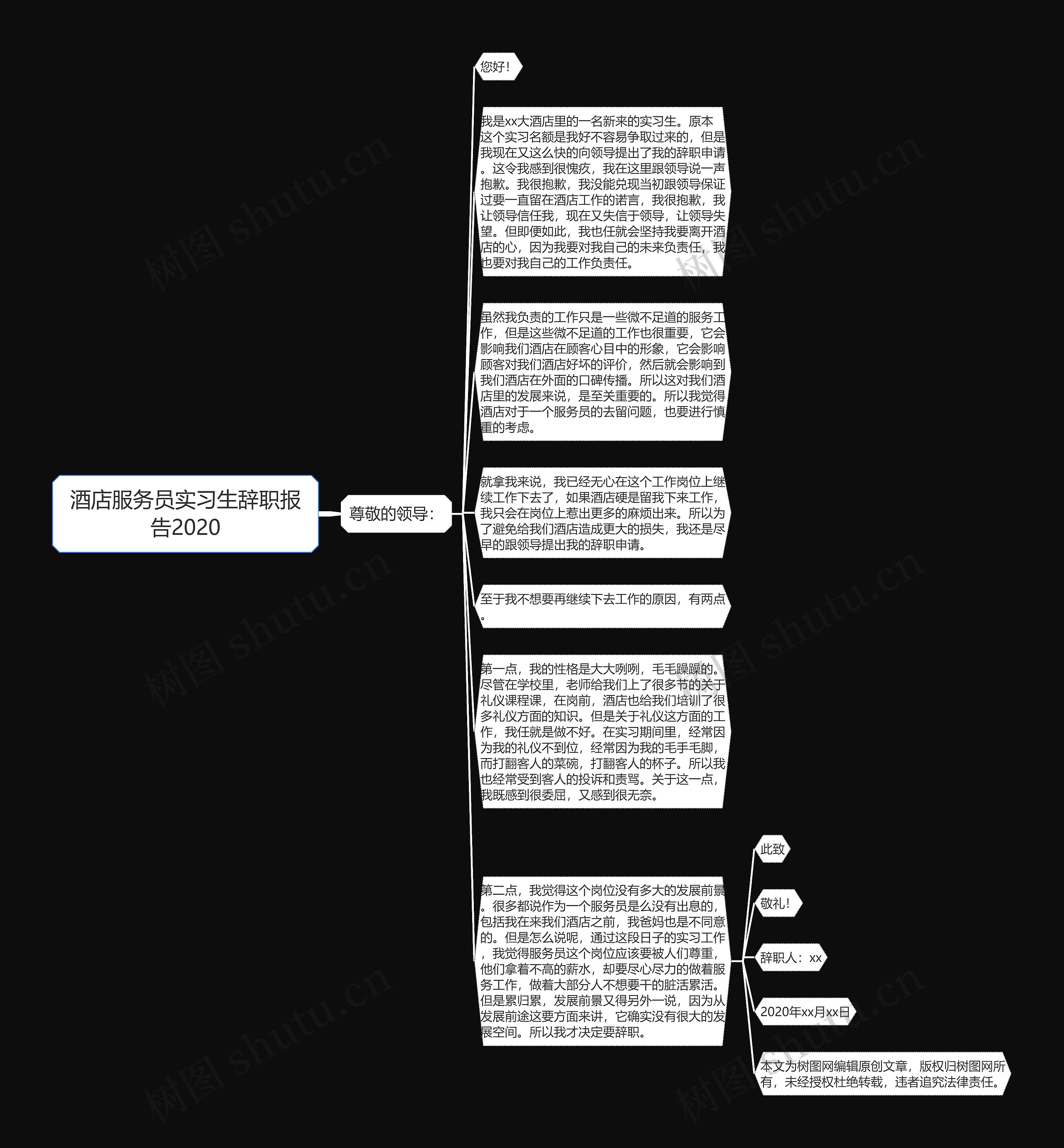 酒店服务员实习生辞职报告2020