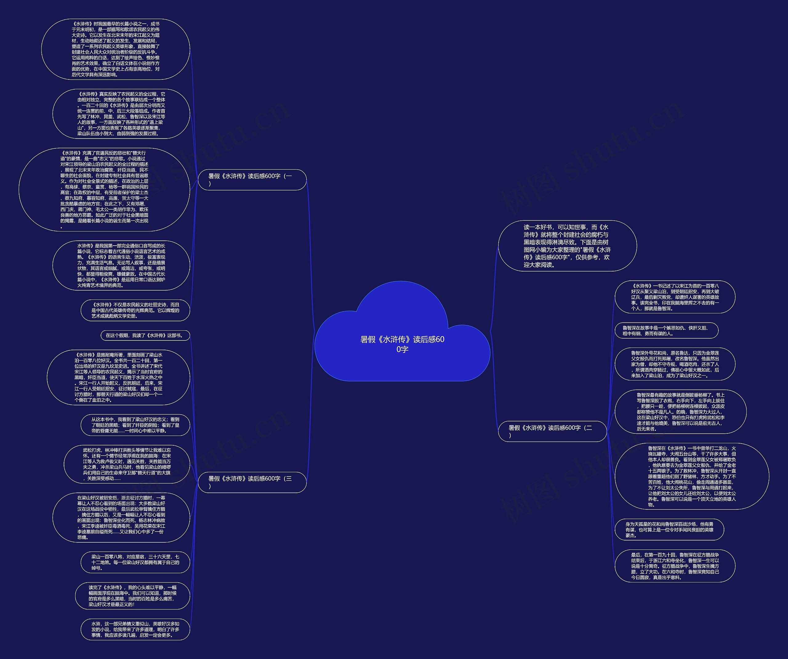 暑假《水浒传》读后感600字思维导图