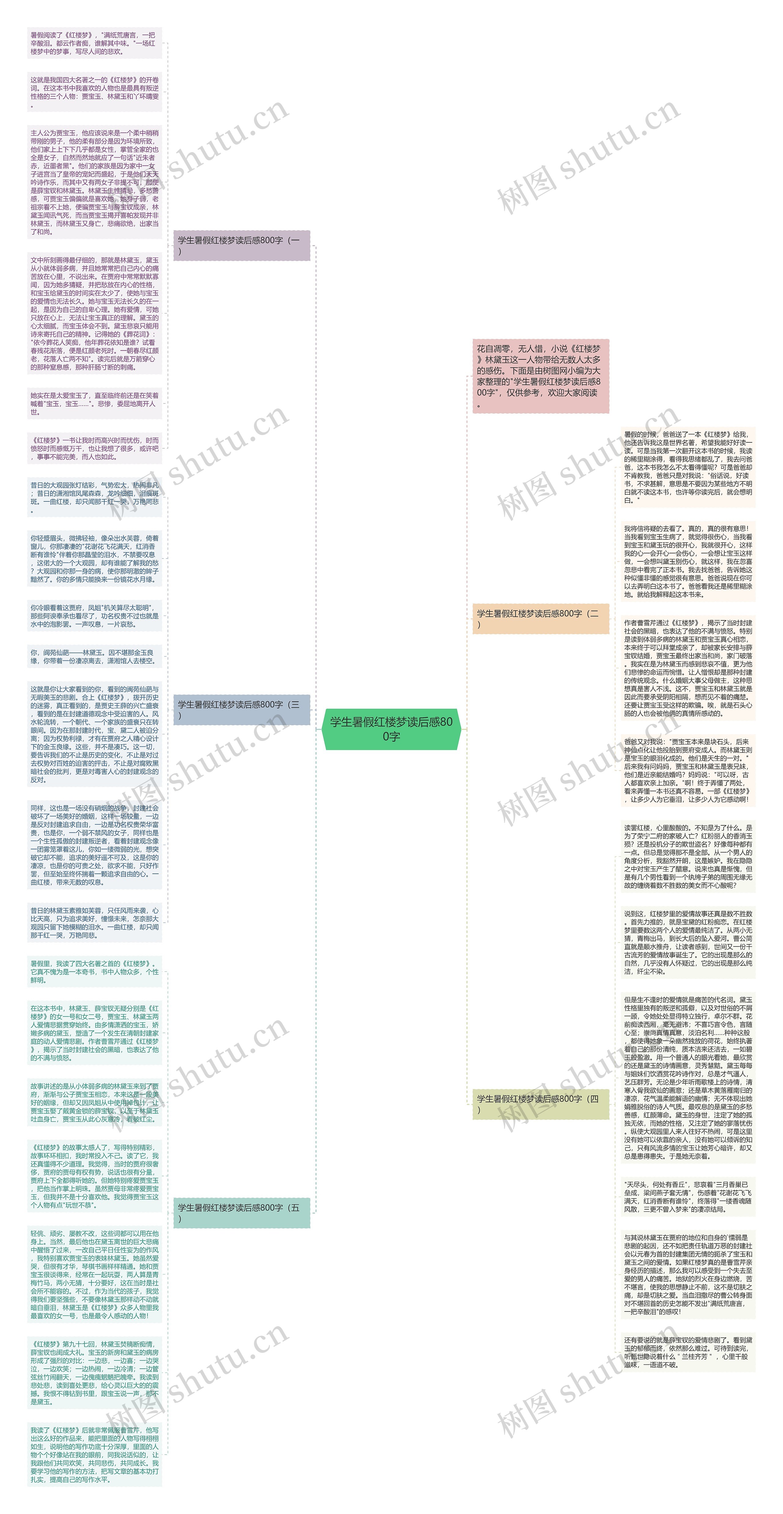 学生暑假红楼梦读后感800字思维导图