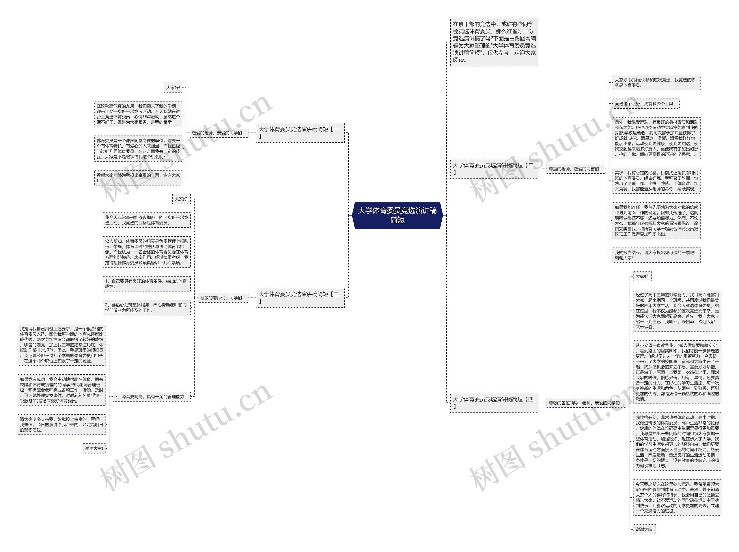 大学体育委员竞选演讲稿简短思维导图