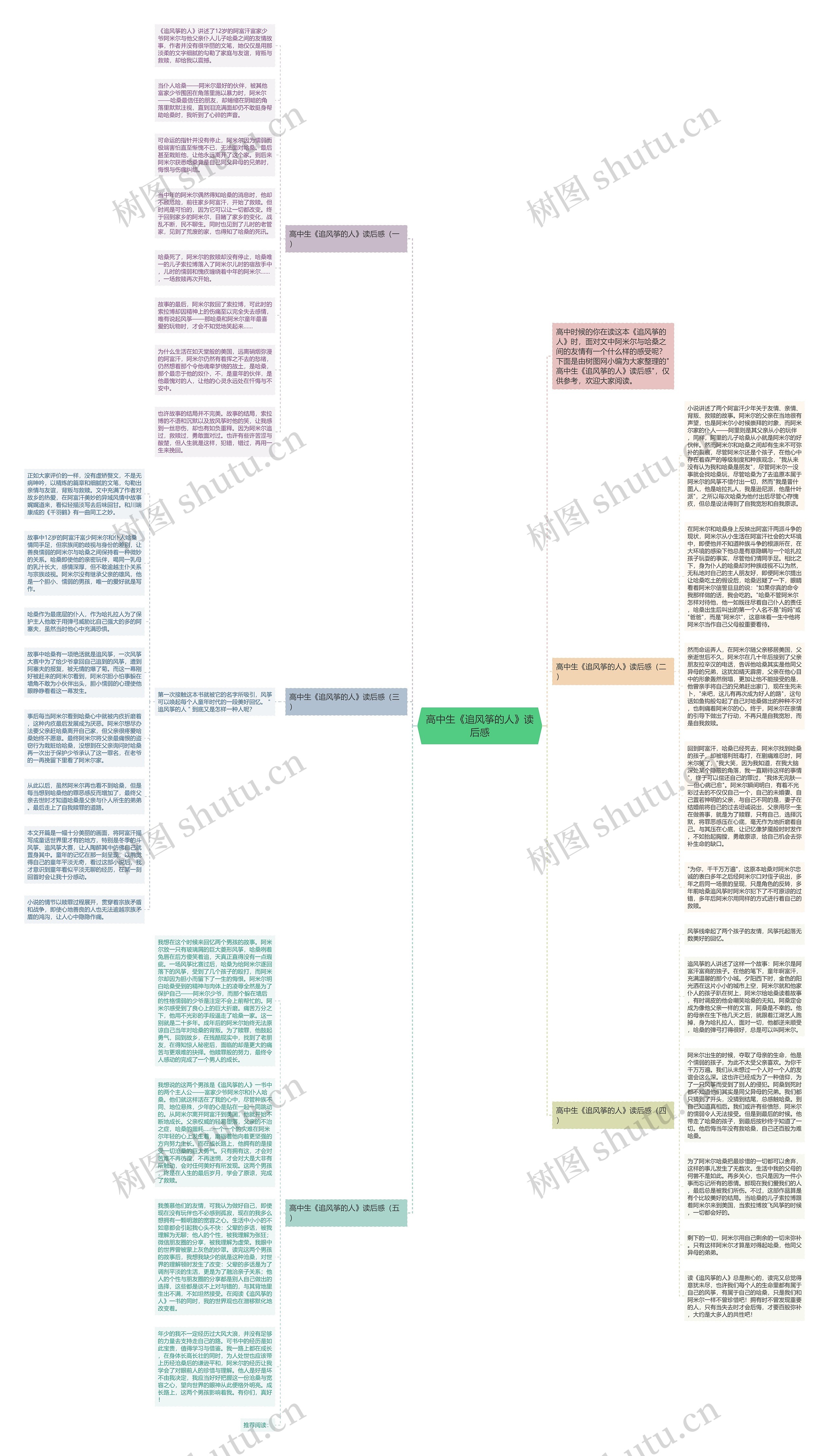 高中生《追风筝的人》读后感思维导图