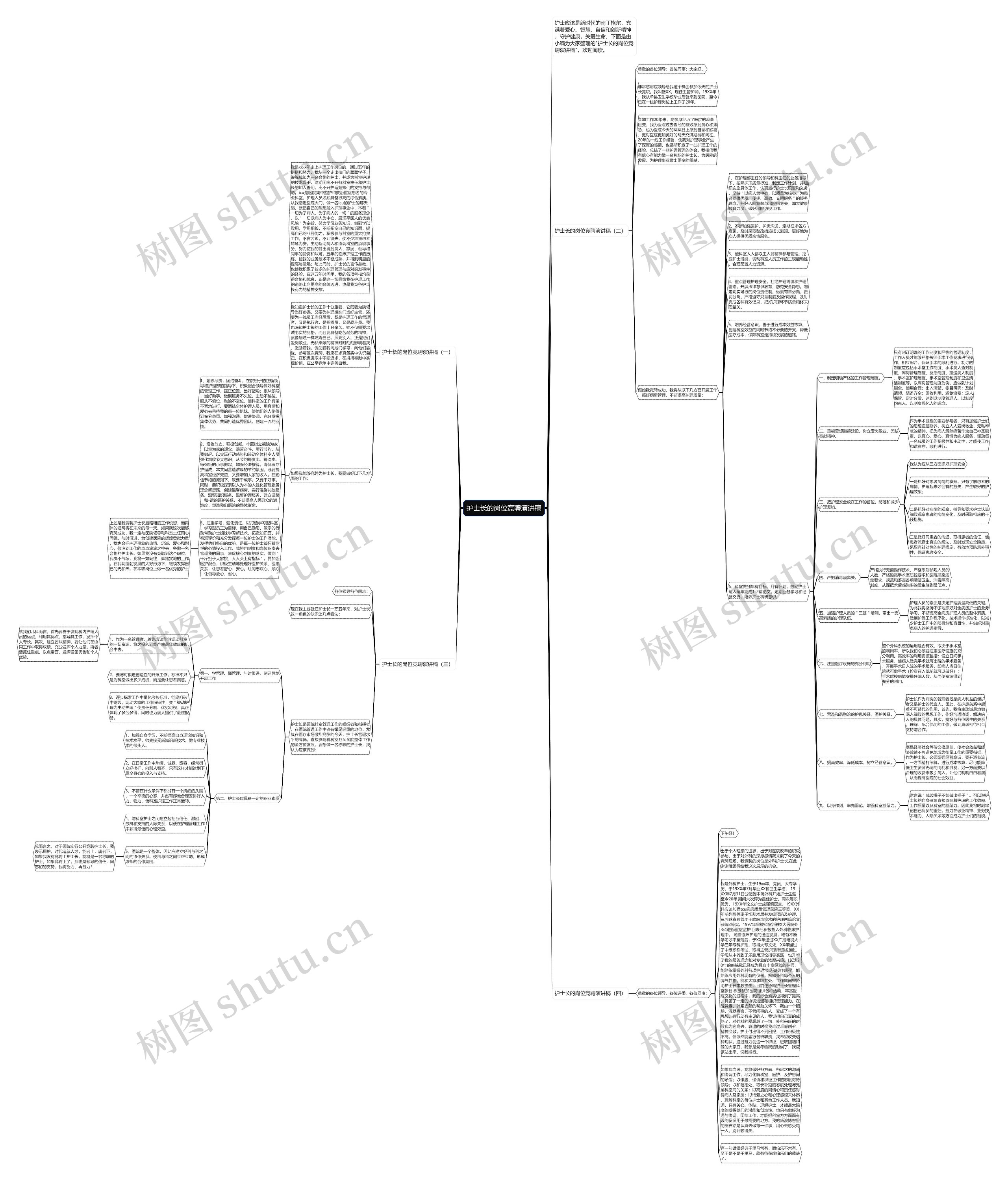护士长的岗位竞聘演讲稿思维导图