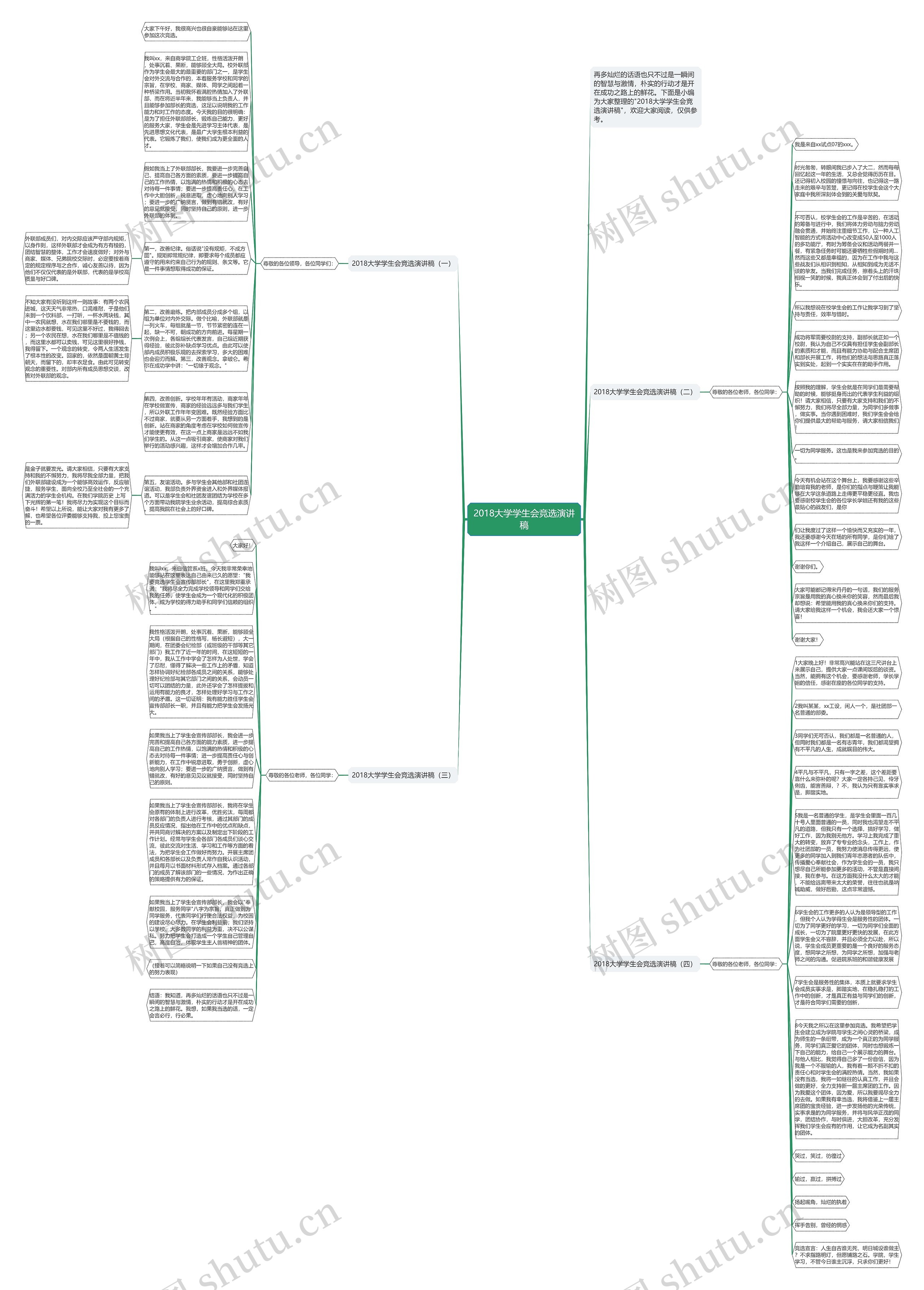 2018大学学生会竞选演讲稿思维导图