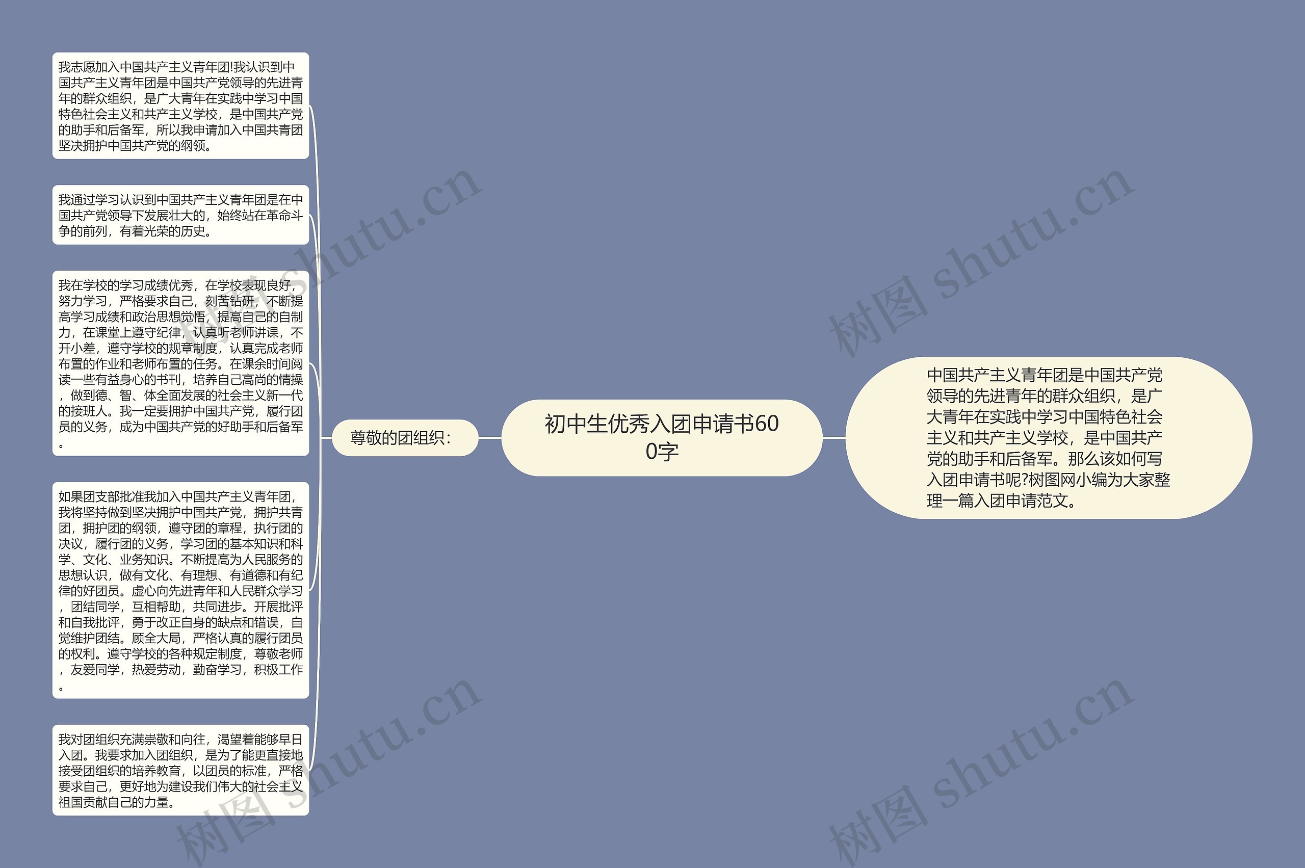 初中生优秀入团申请书600字思维导图