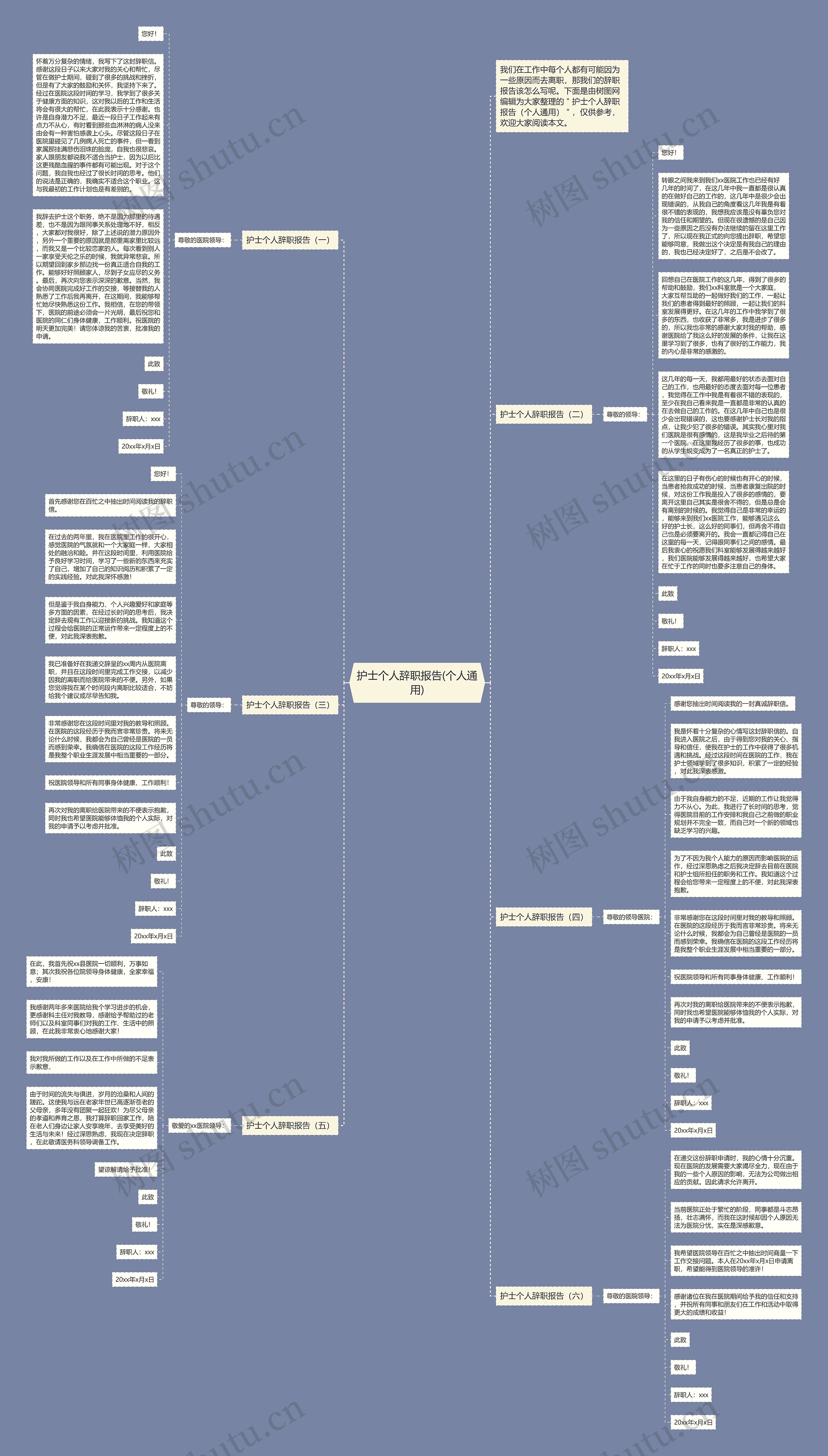 护士个人辞职报告(个人通用)思维导图