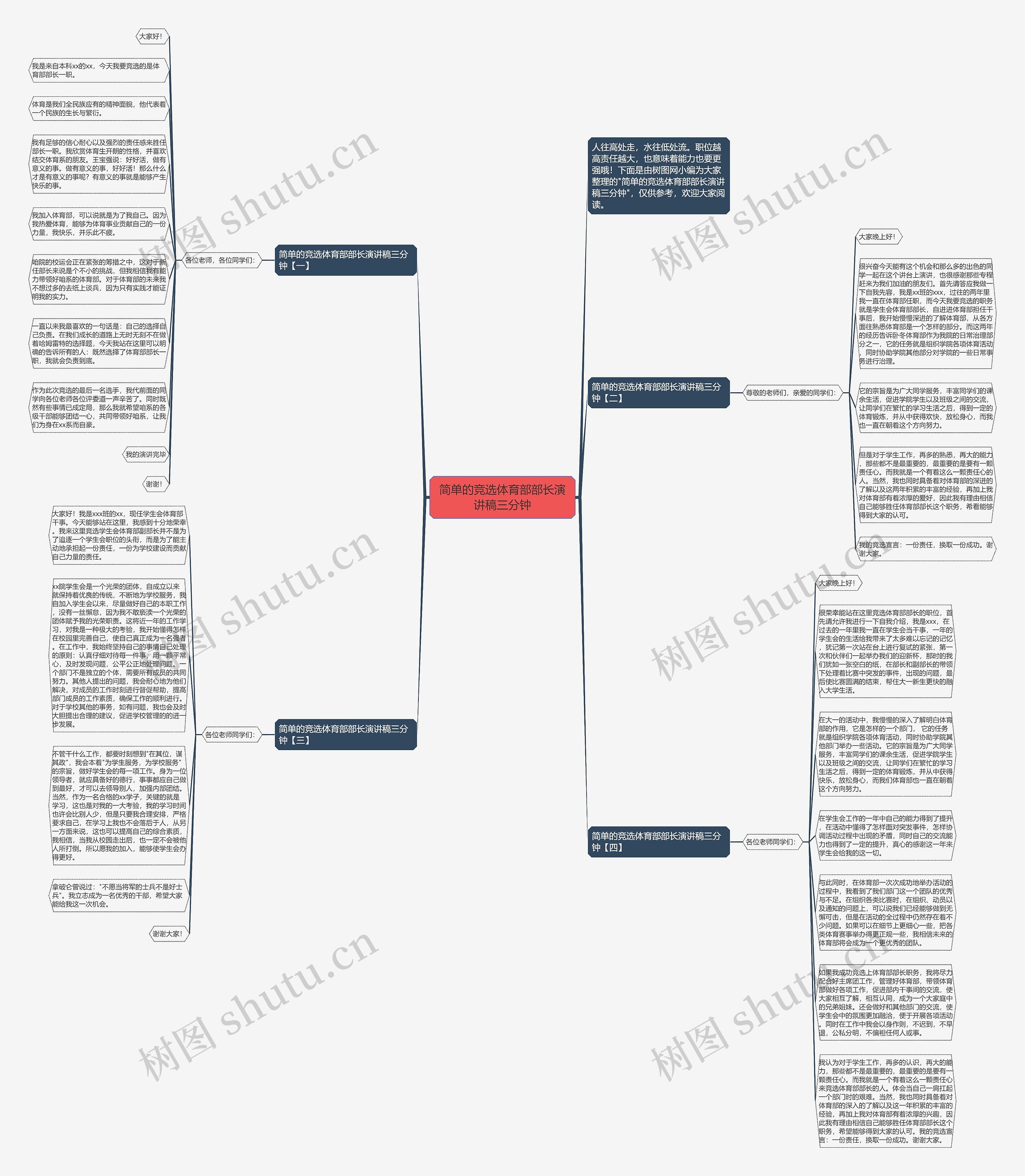 简单的竞选体育部部长演讲稿三分钟思维导图