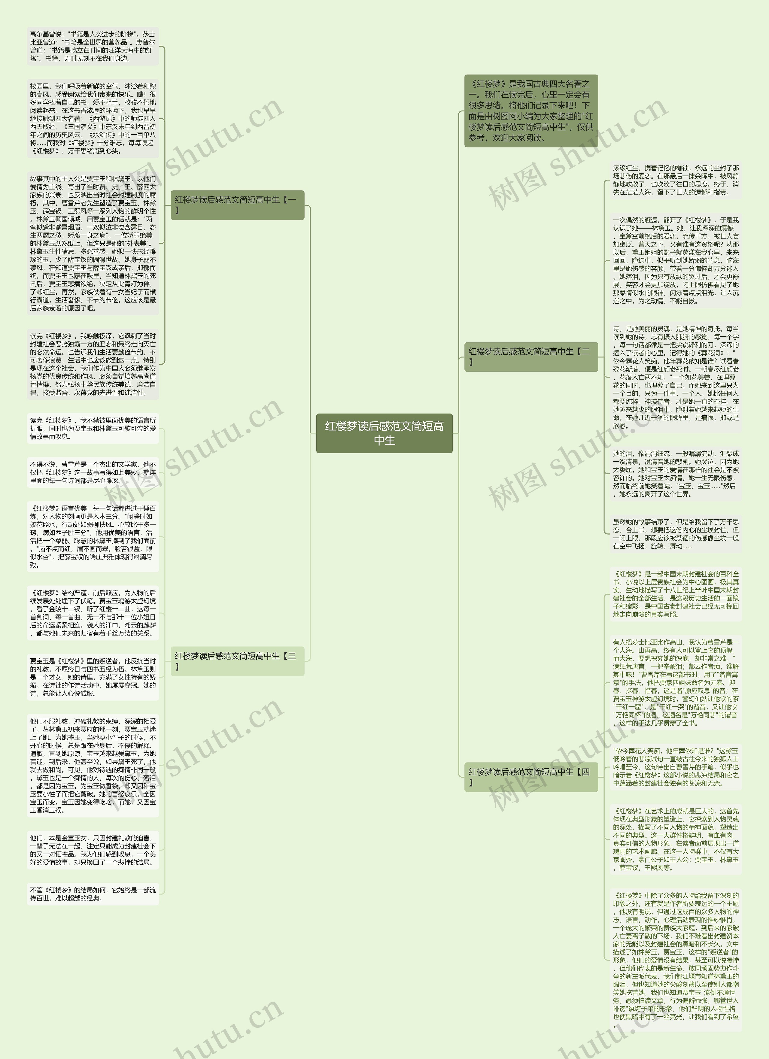 红楼梦读后感范文简短高中生思维导图