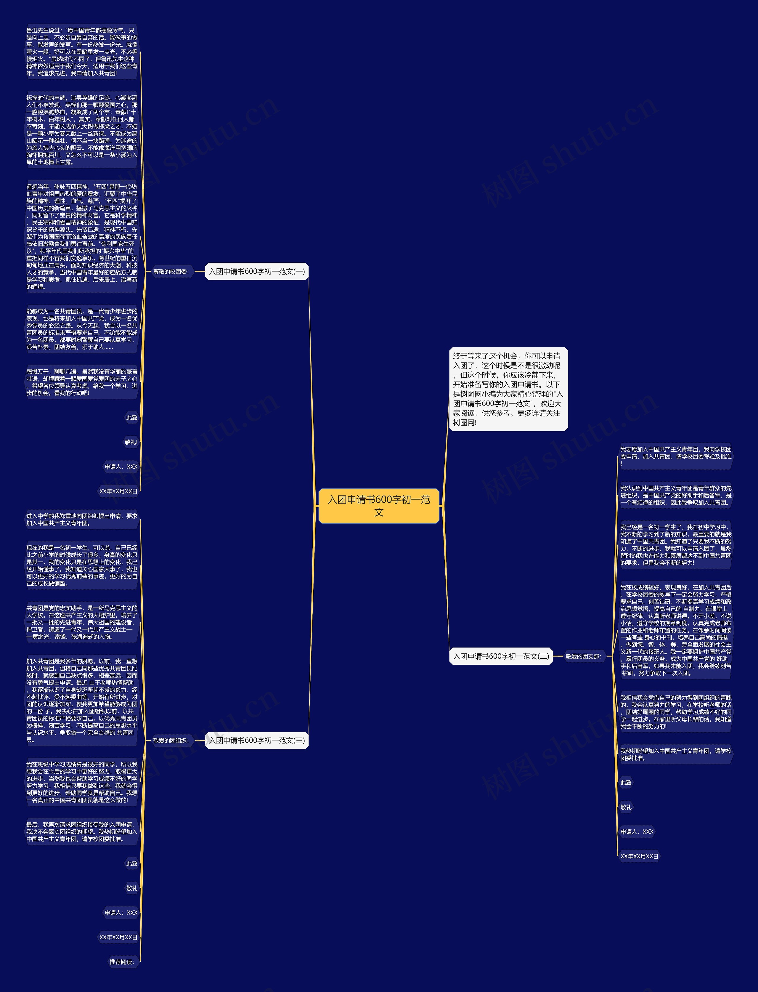 入团申请书600字初一范文思维导图