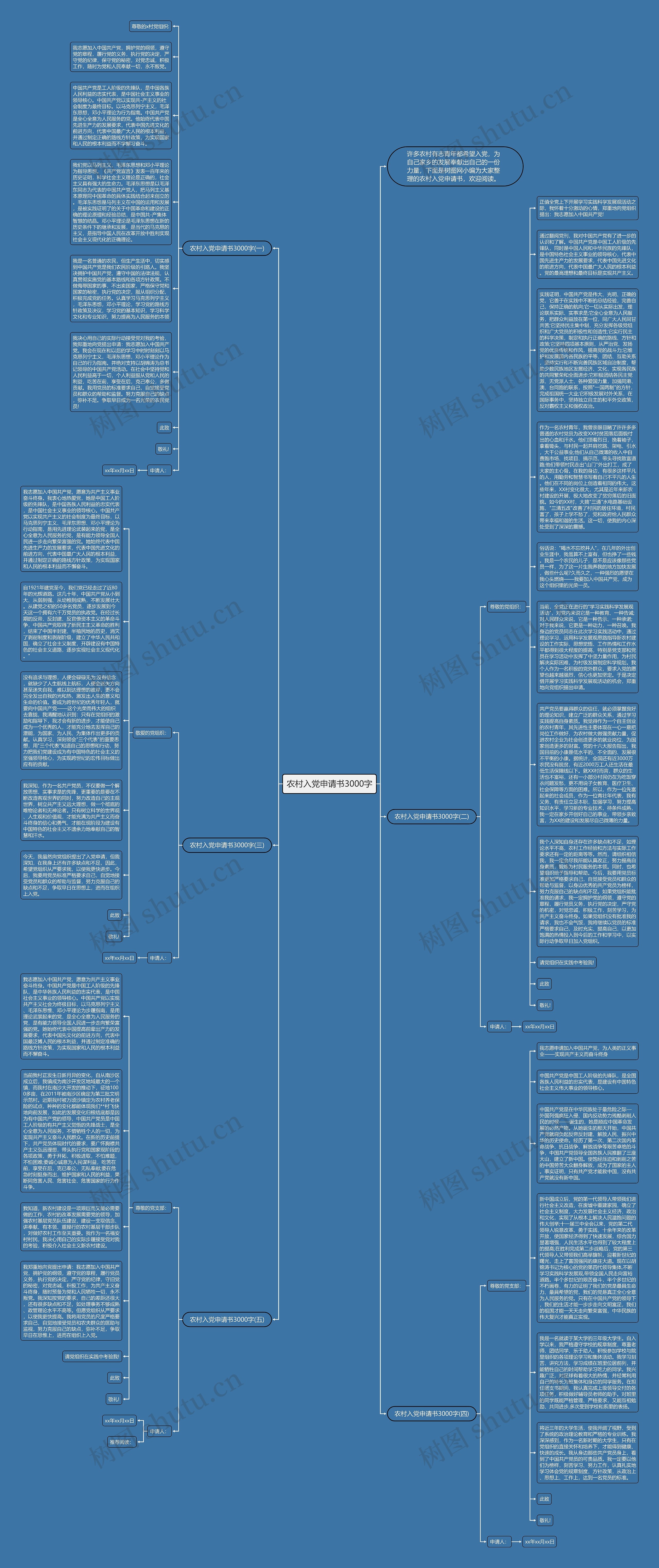 农村入党申请书3000字思维导图