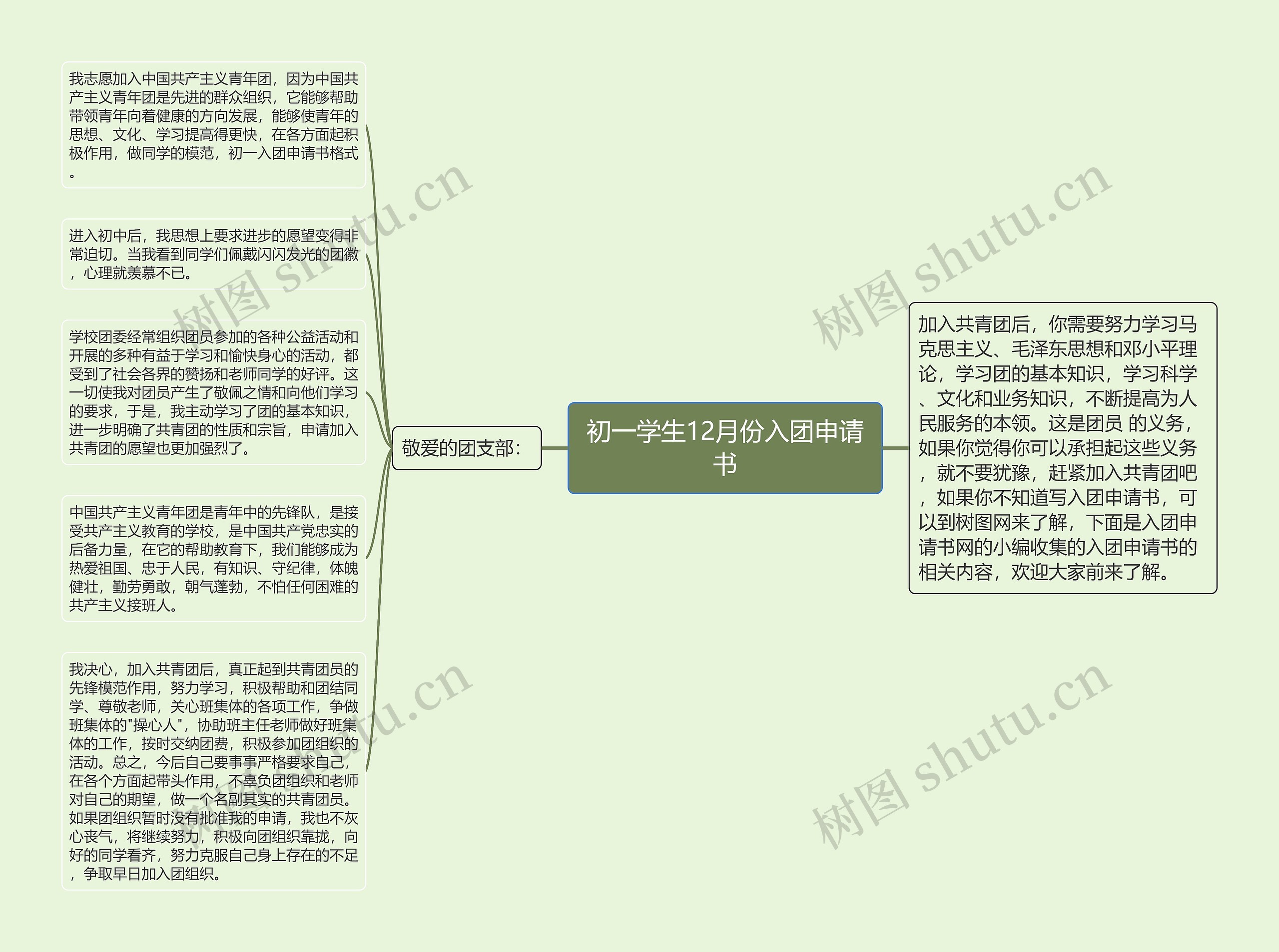 初一学生12月份入团申请书思维导图