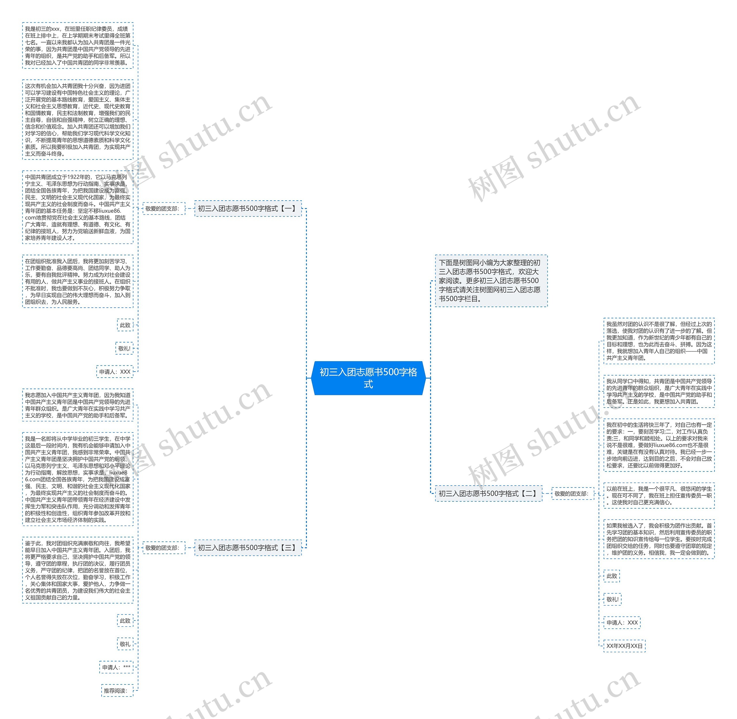 初三入团志愿书500字格式思维导图