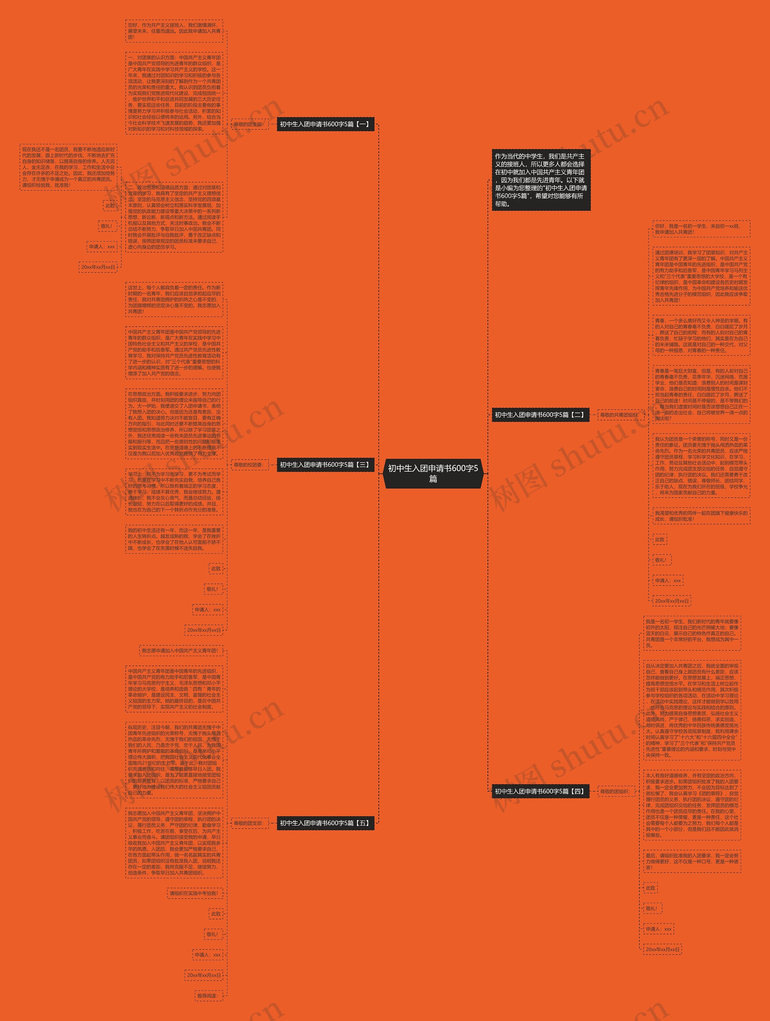 初中生入团申请书600字5篇思维导图