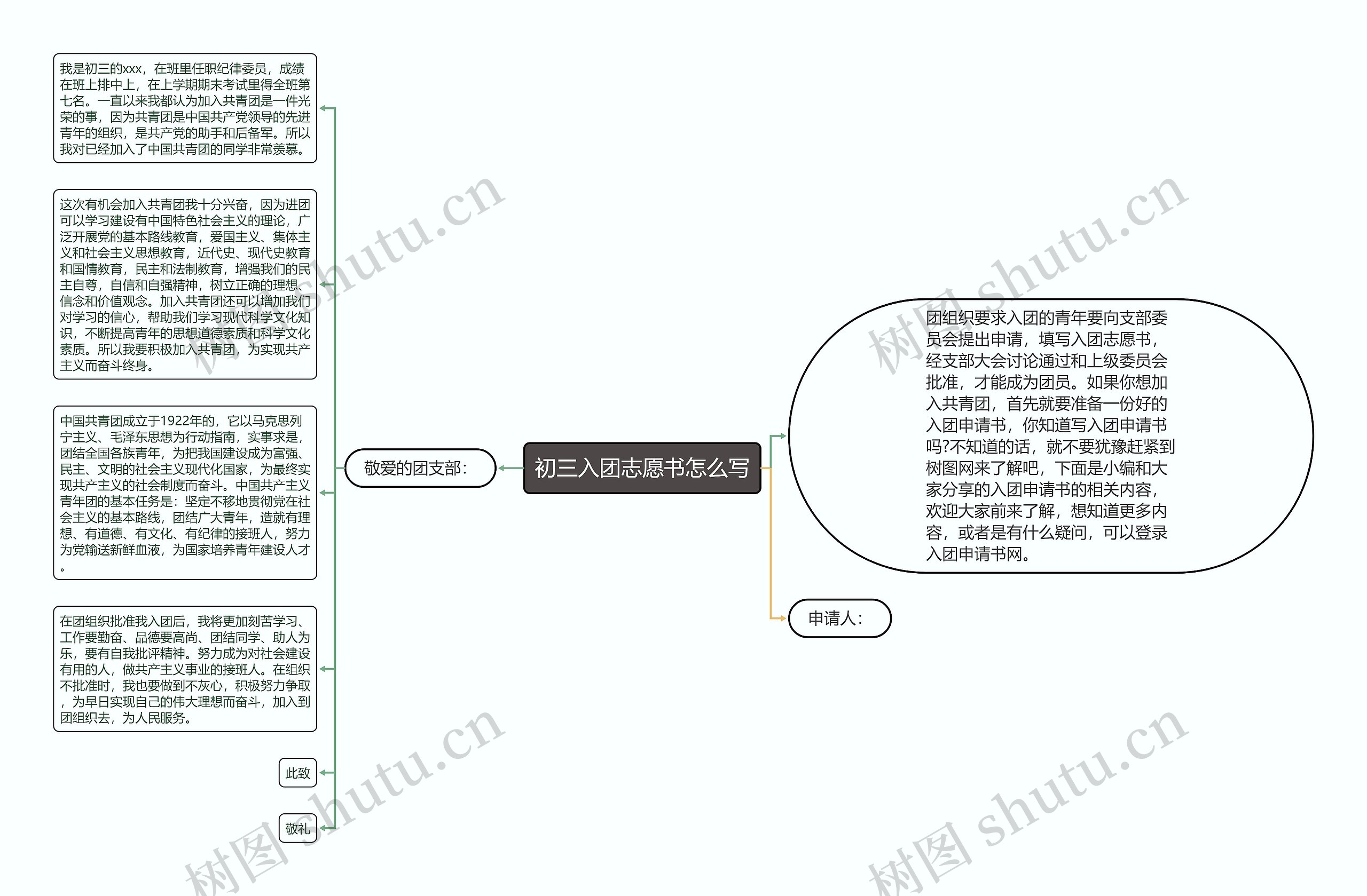 初三入团志愿书怎么写思维导图