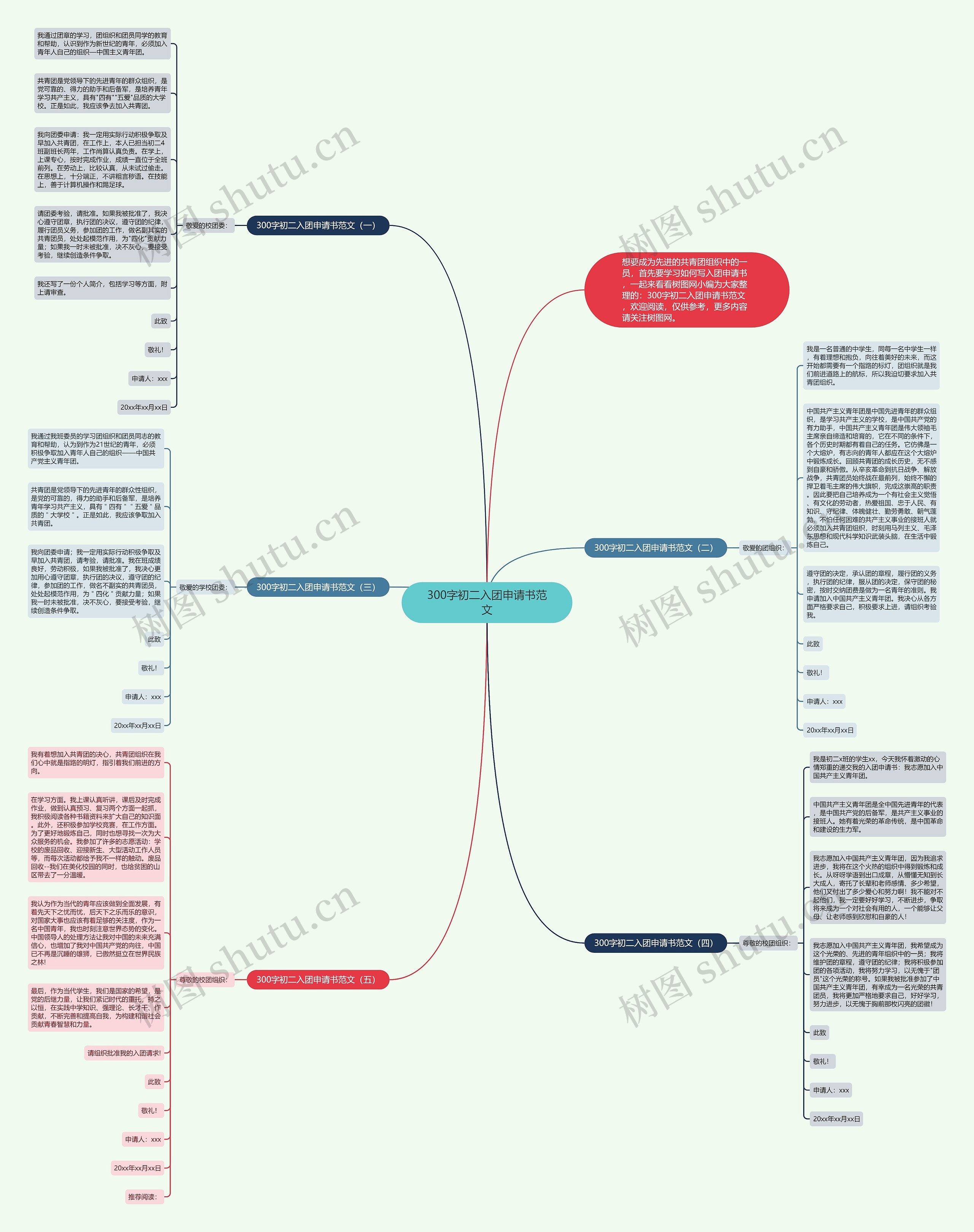 300字初二入团申请书范文思维导图