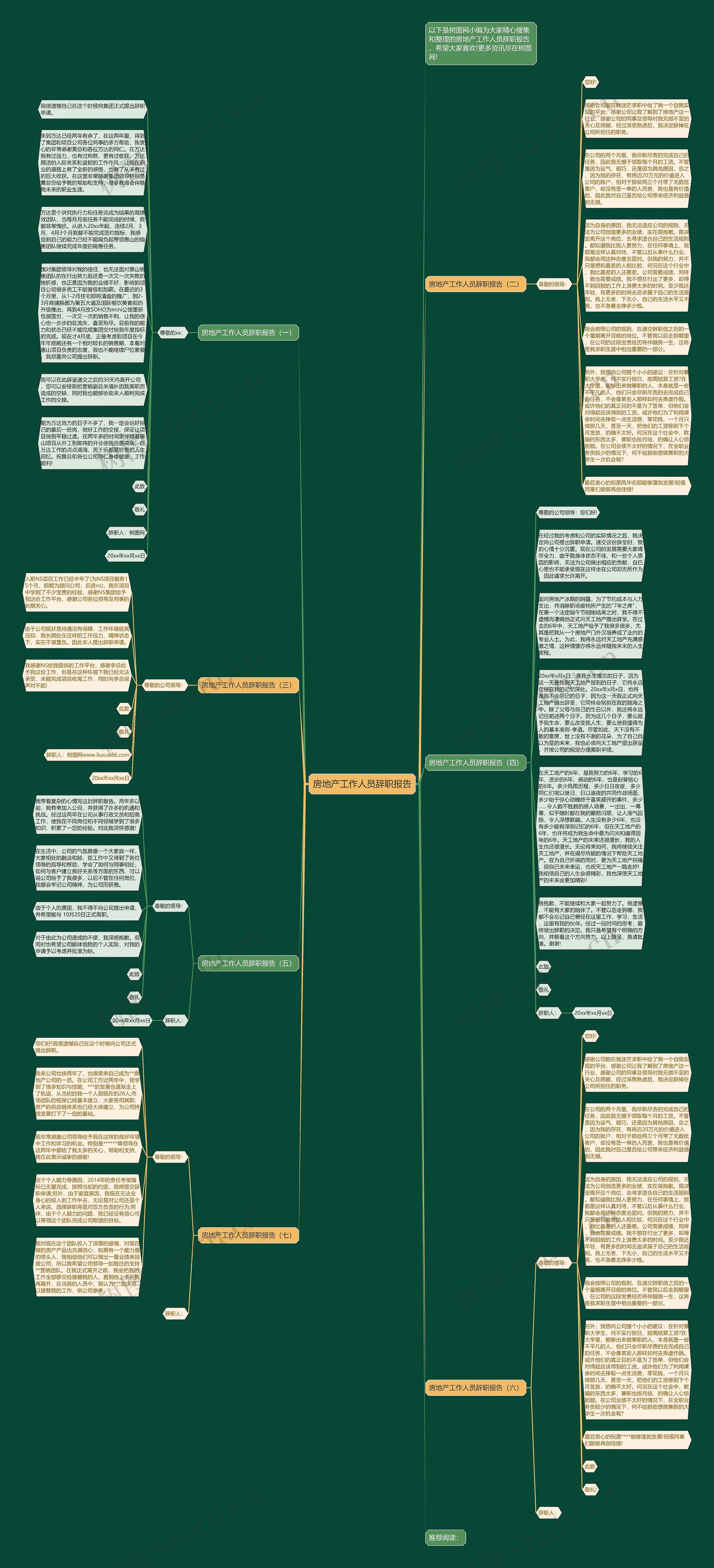 房地产工作人员辞职报告思维导图