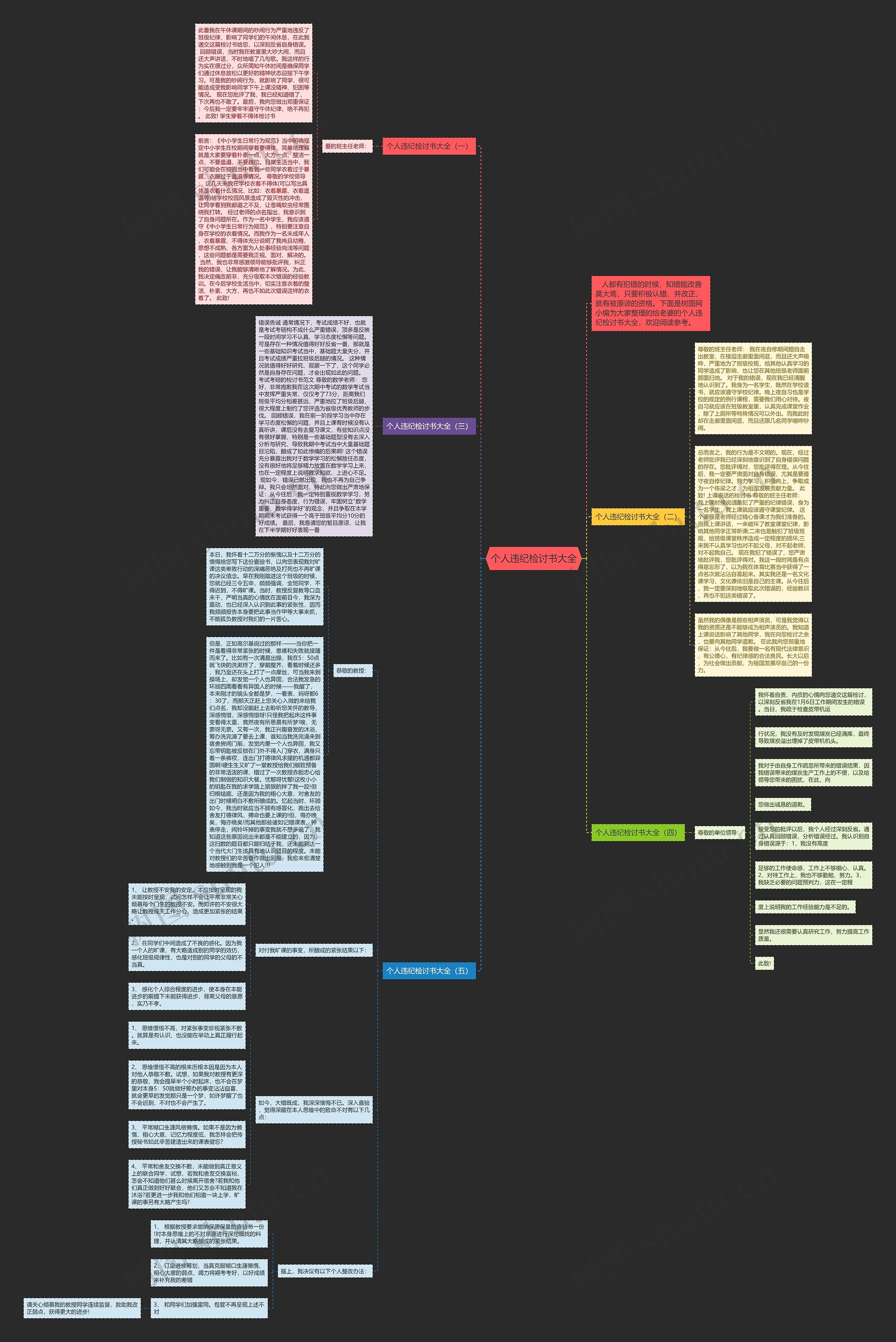 个人违纪检讨书大全思维导图