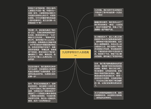 九月开学军训个人总结高一