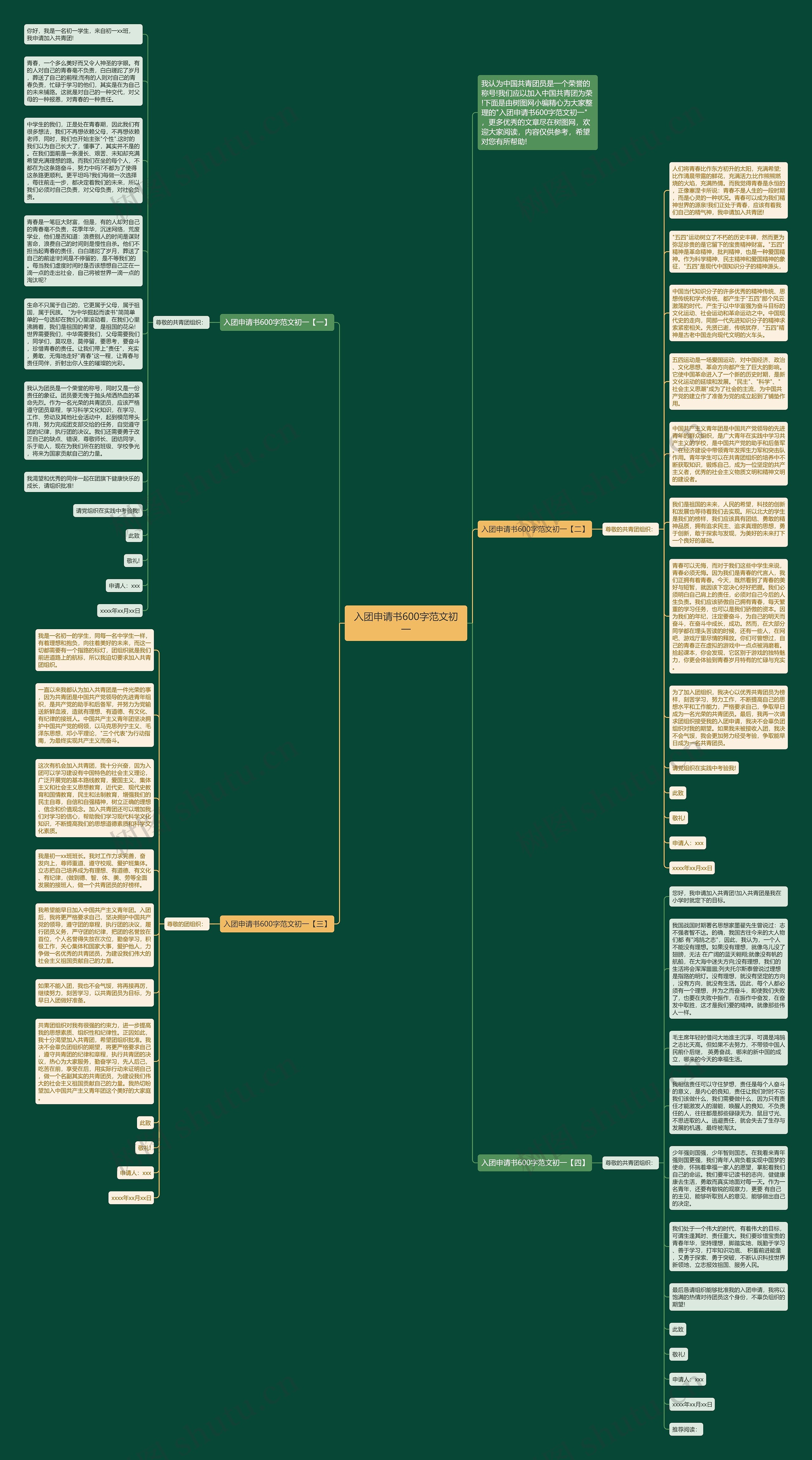 入团申请书600字范文初一思维导图