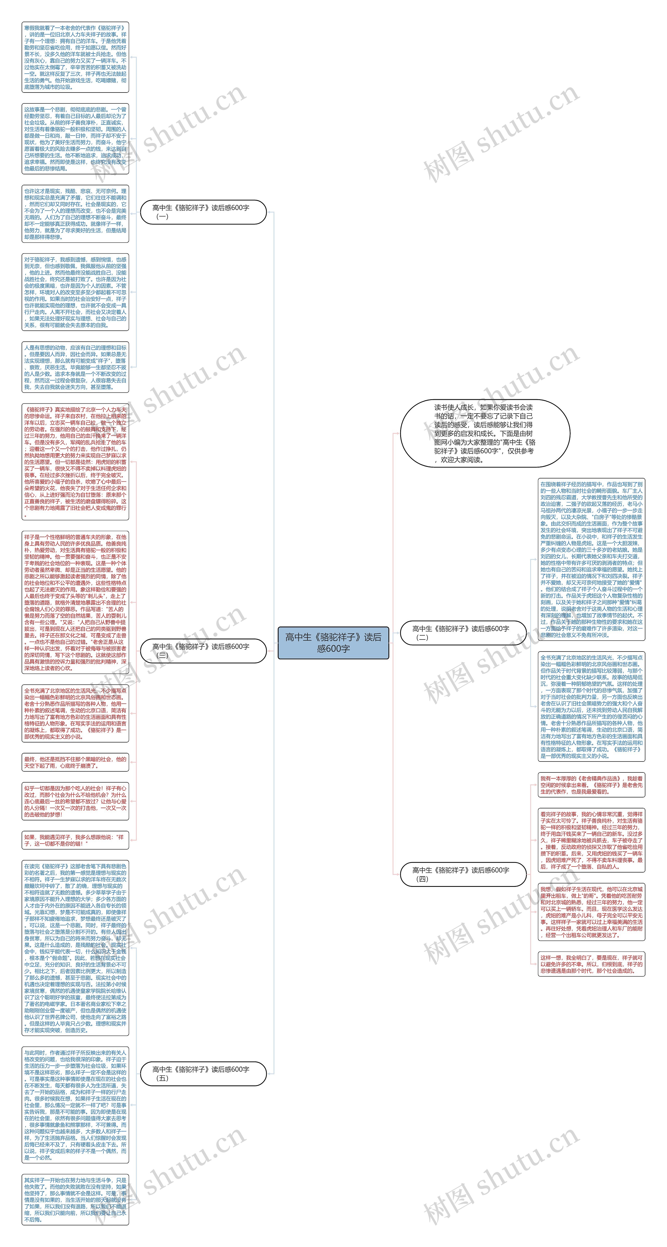 高中生《骆驼祥子》读后感600字思维导图