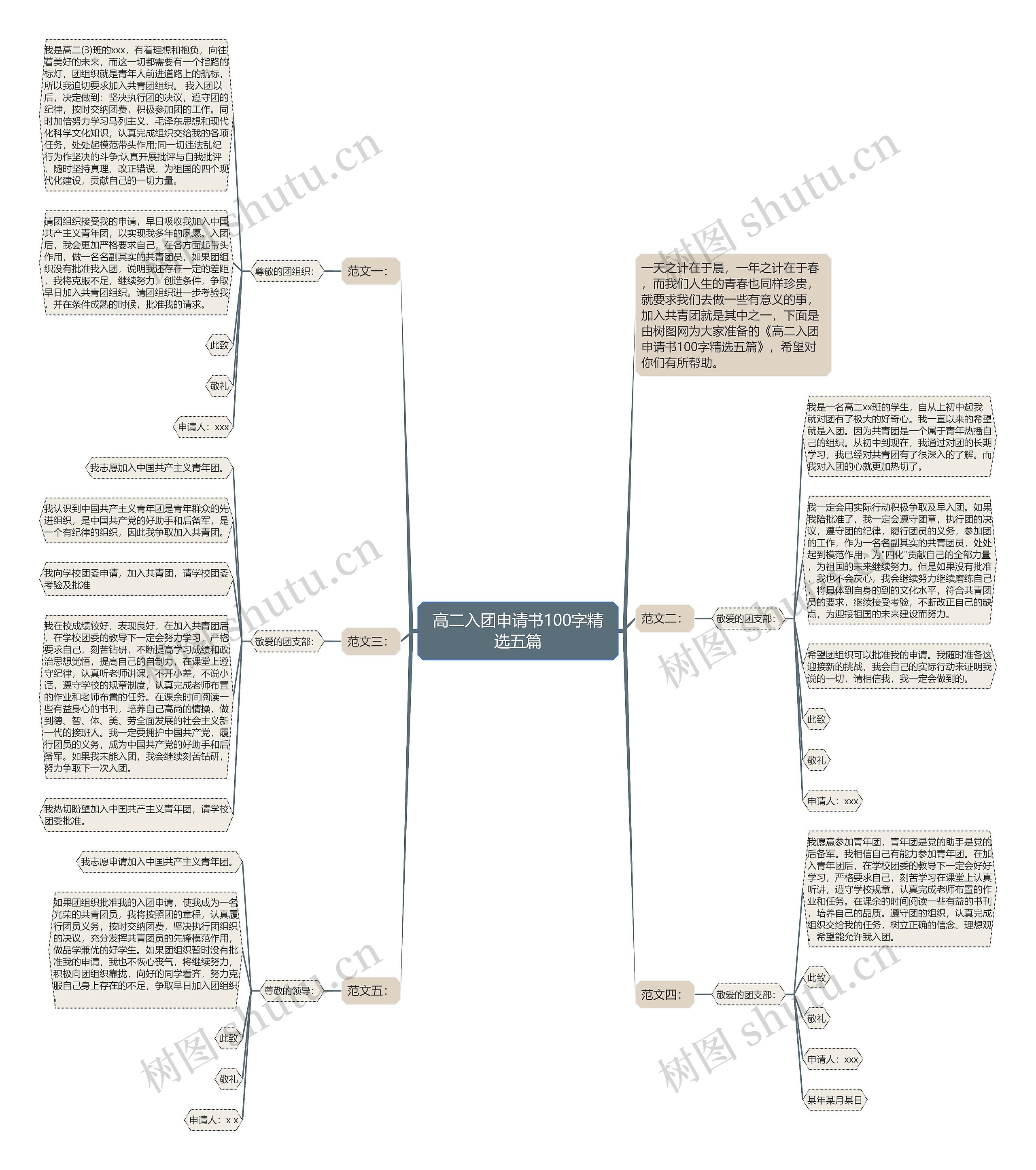 高二入团申请书100字精选五篇思维导图