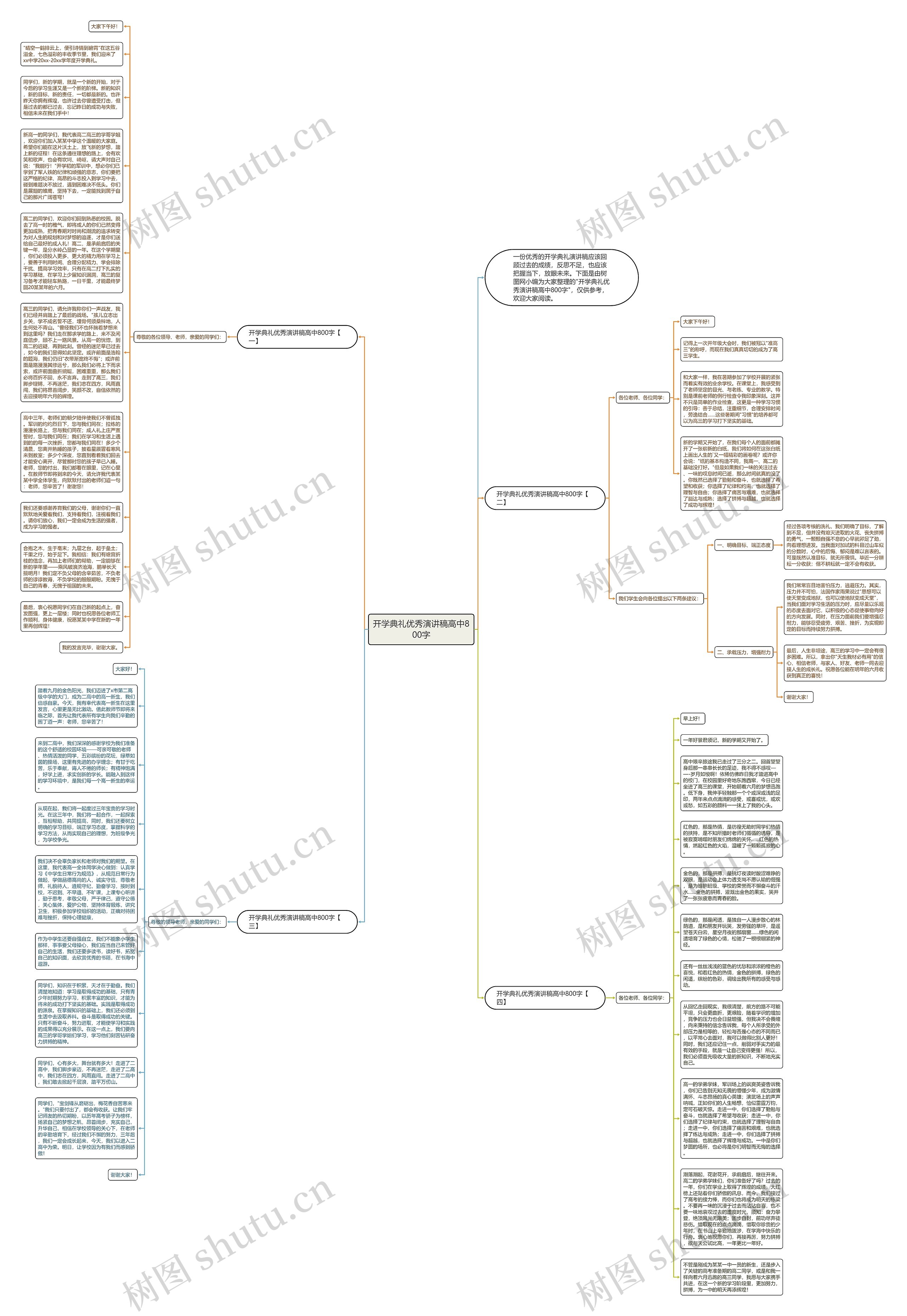 开学典礼优秀演讲稿高中800字思维导图