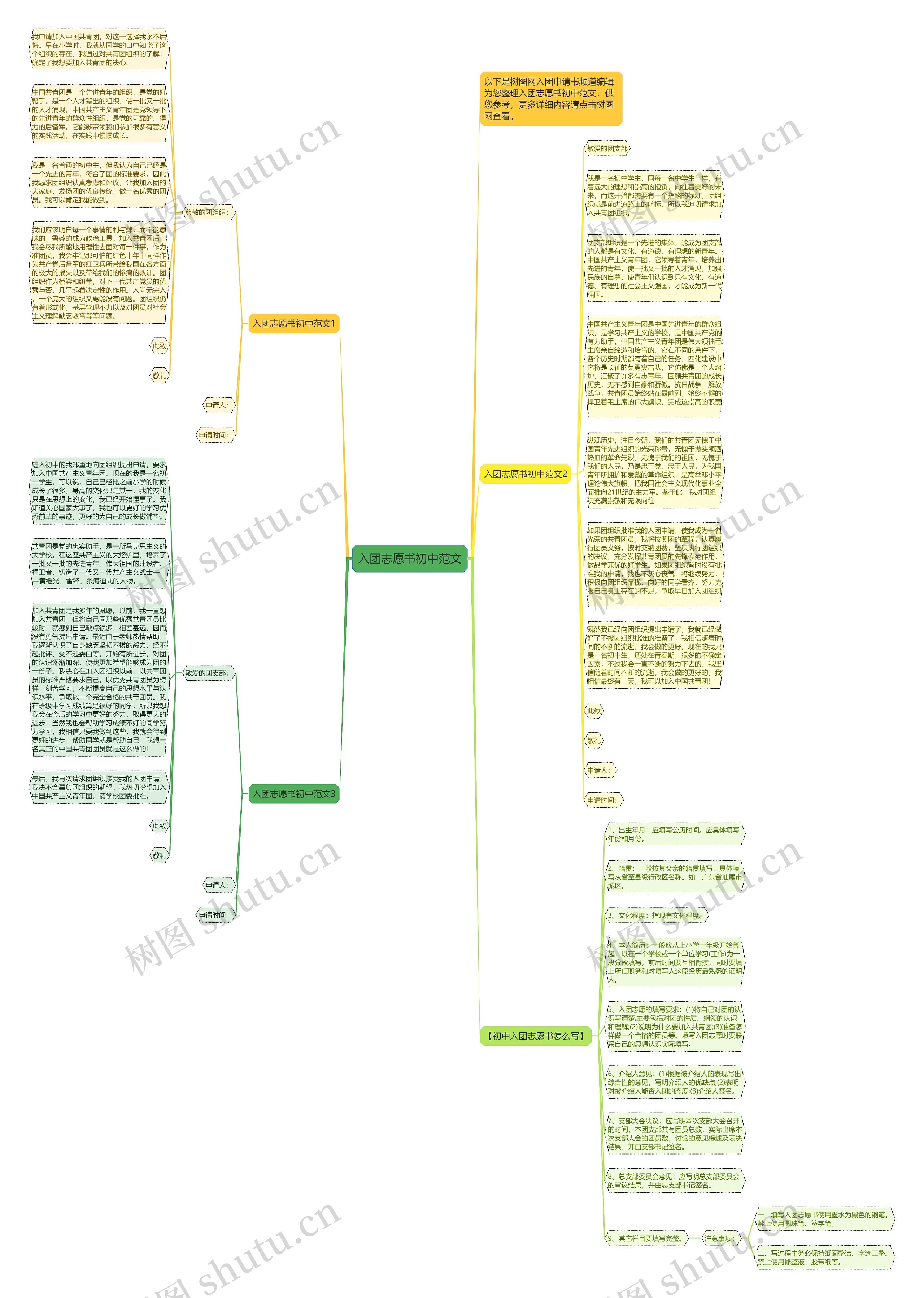 入团志愿书初中范文思维导图