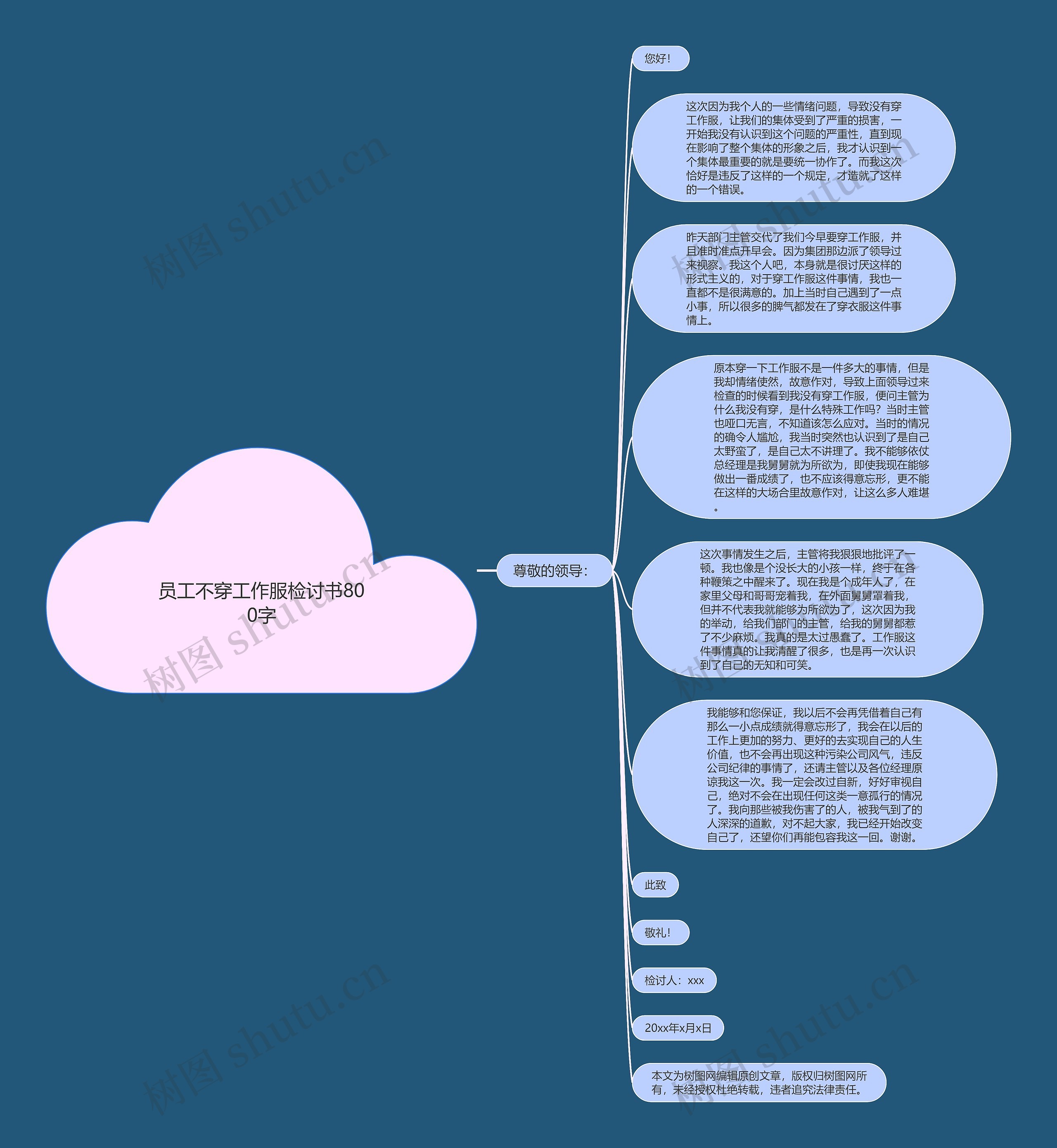 员工不穿工作服检讨书800字