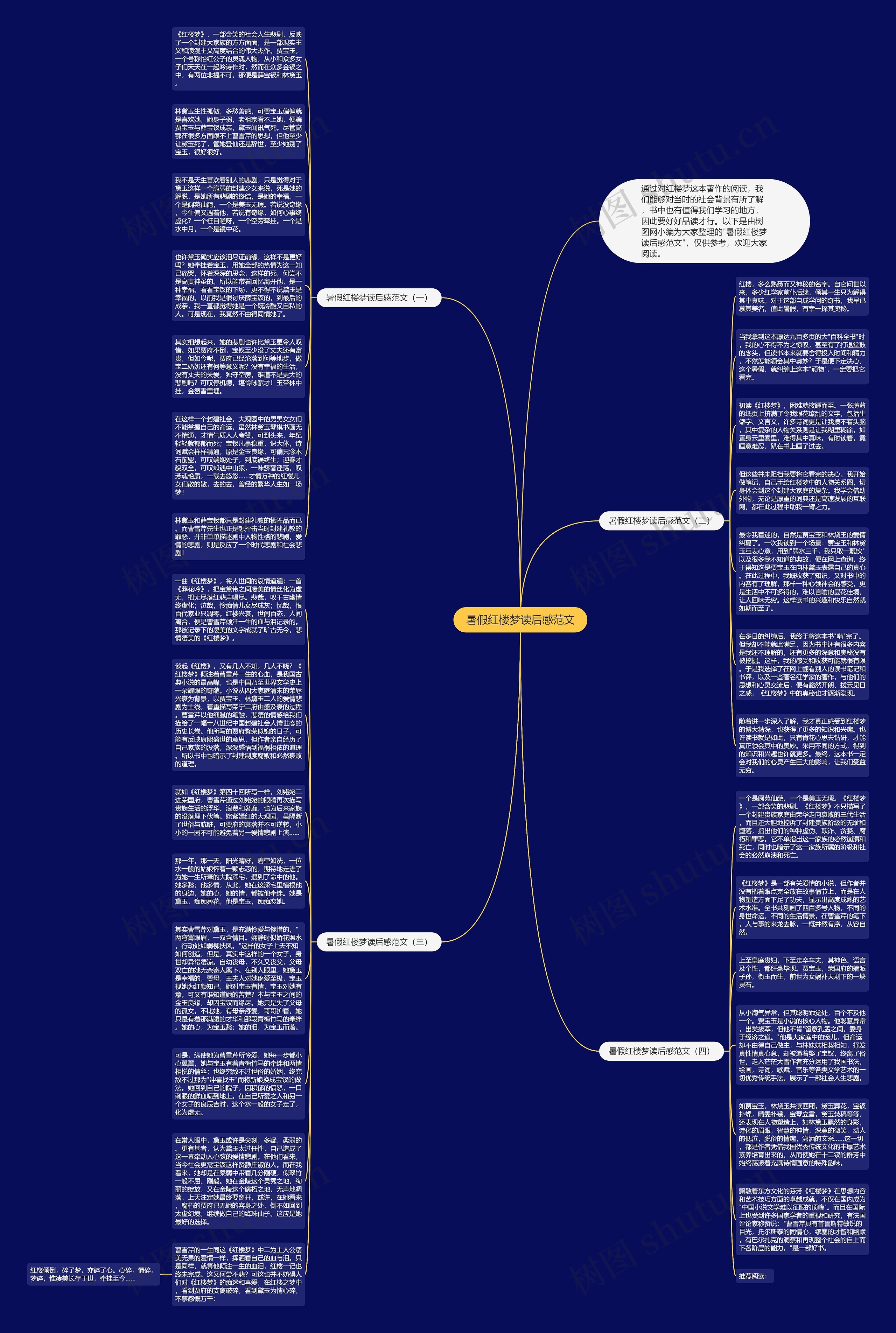 暑假红楼梦读后感范文思维导图