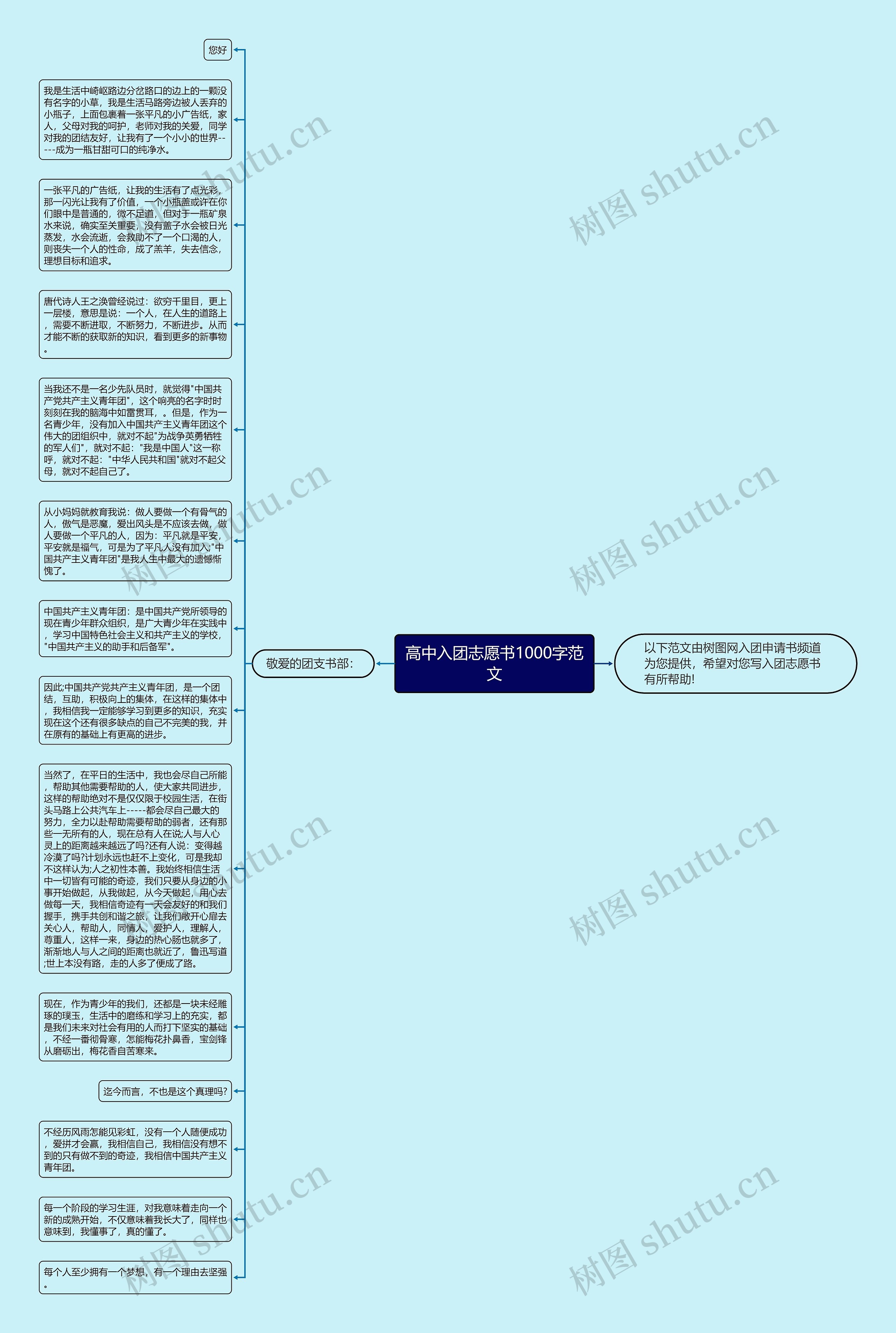 高中入团志愿书1000字范文思维导图