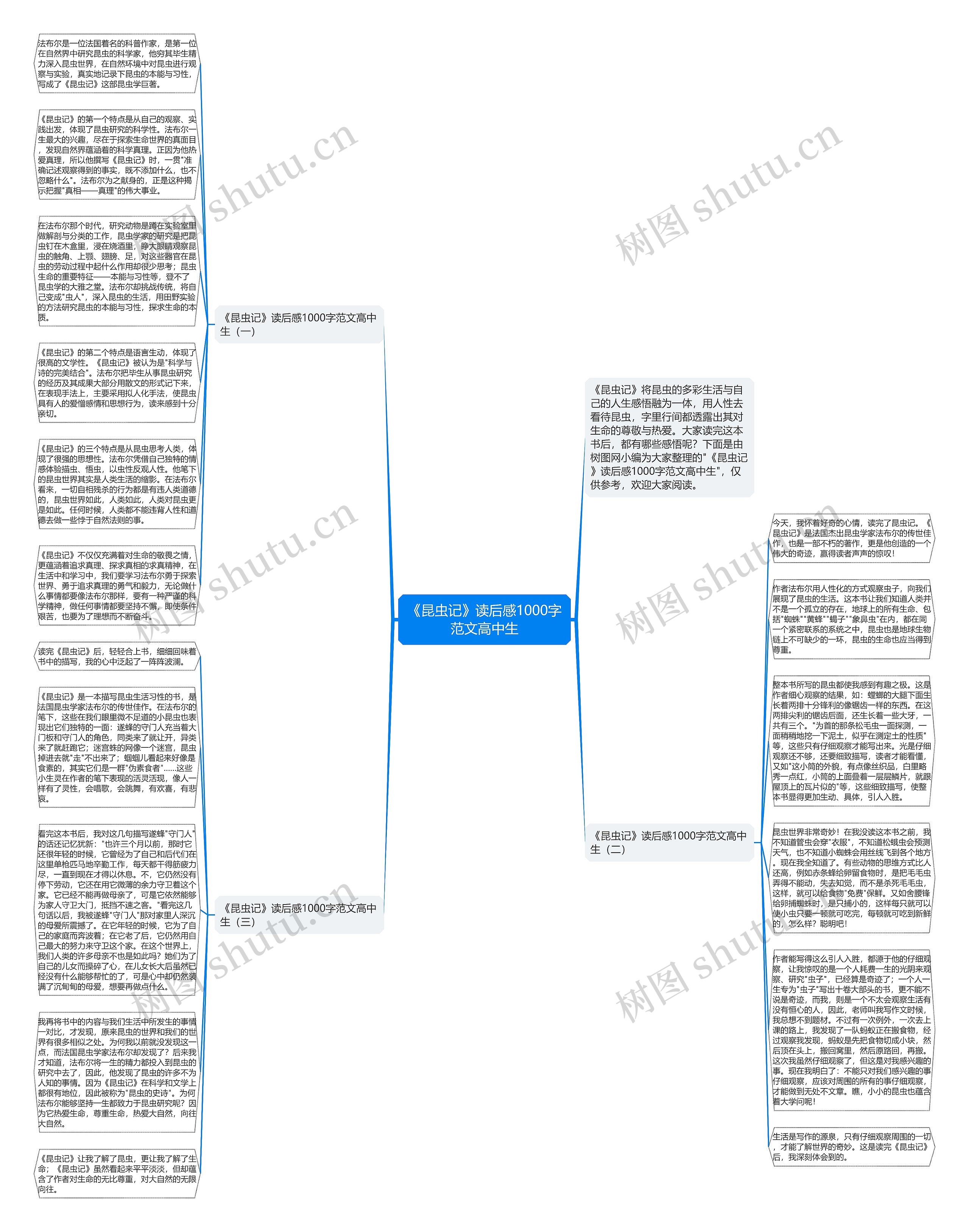 《昆虫记》读后感1000字范文高中生思维导图