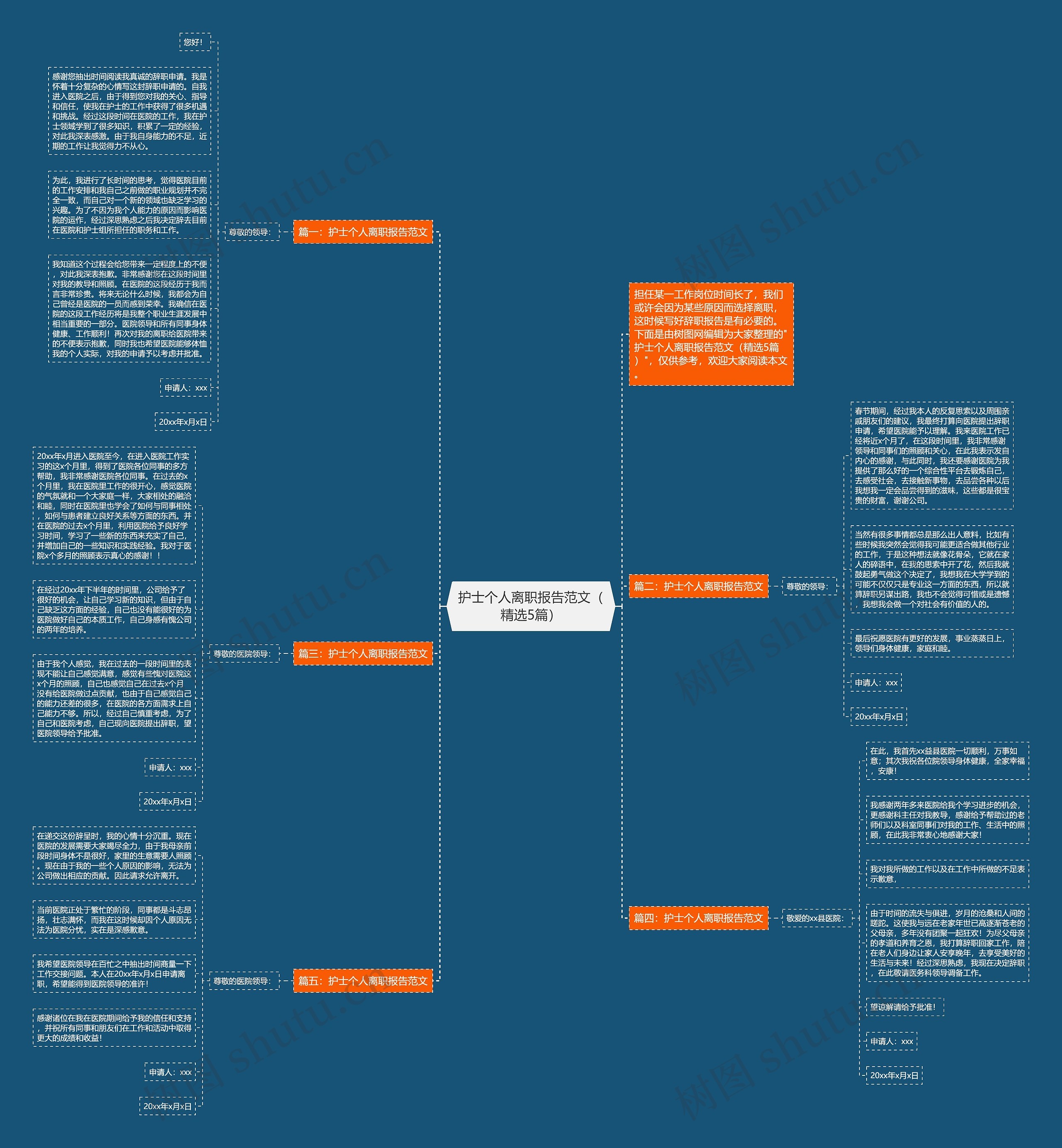 护士个人离职报告范文（精选5篇）思维导图