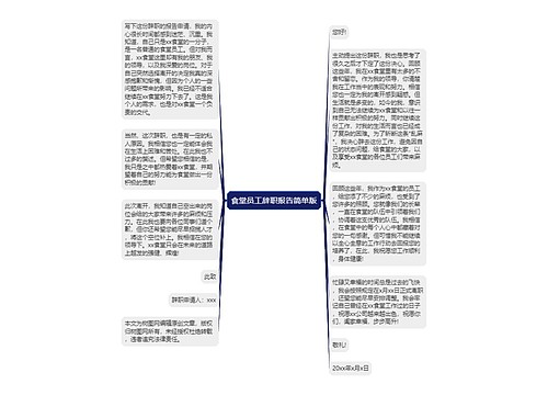 食堂员工辞职报告简单版