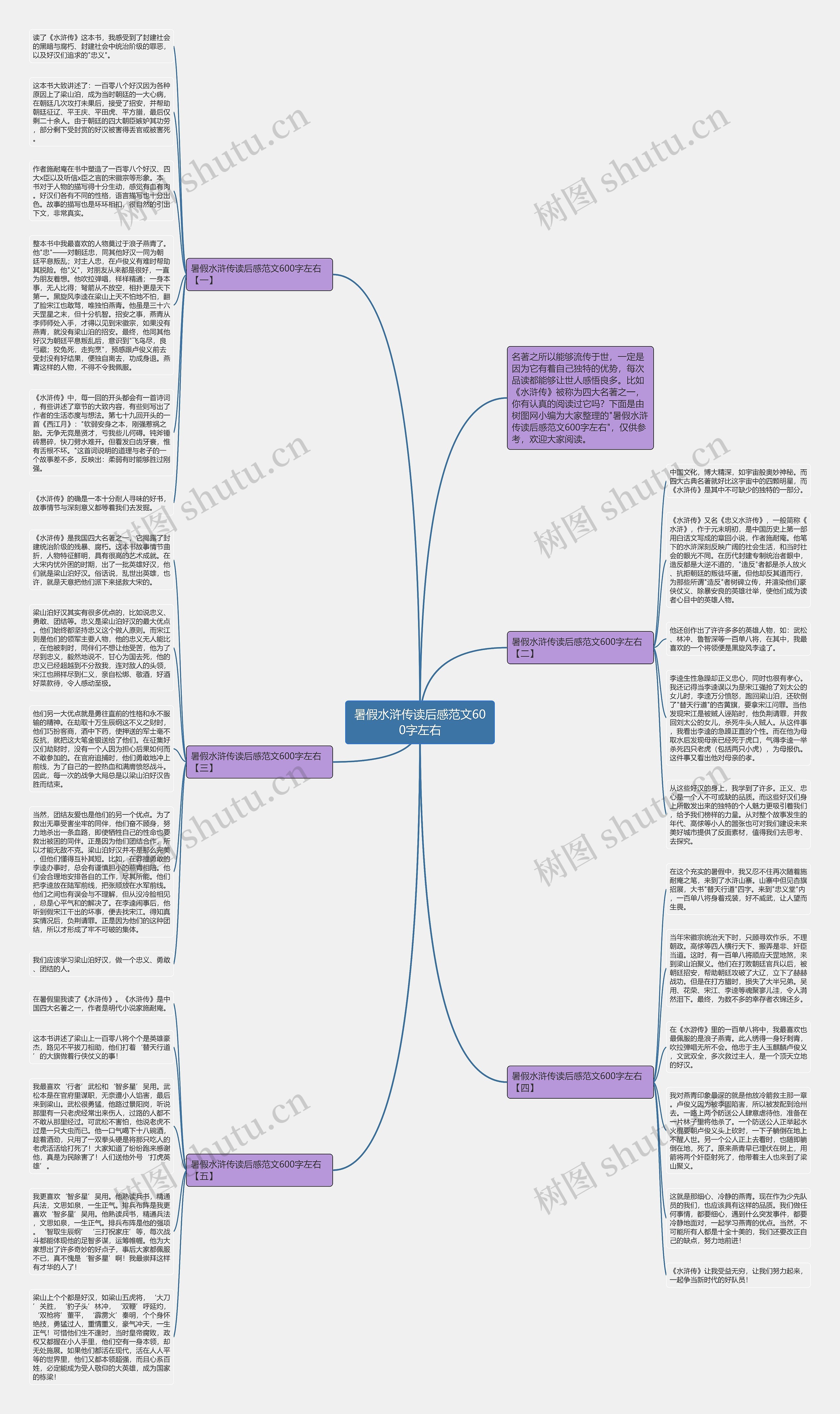 暑假水浒传读后感范文600字左右思维导图
