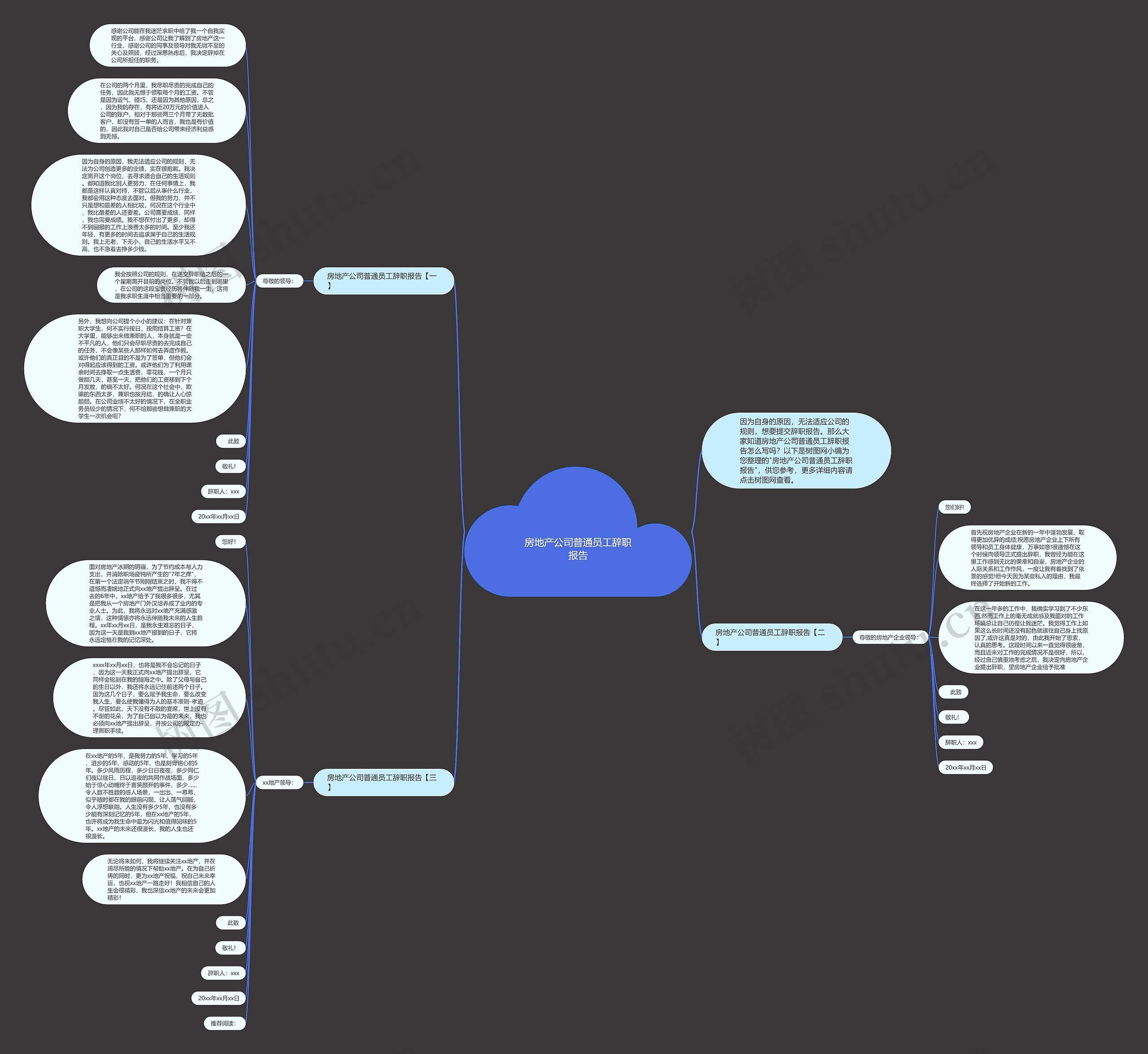 房地产公司普通员工辞职报告思维导图