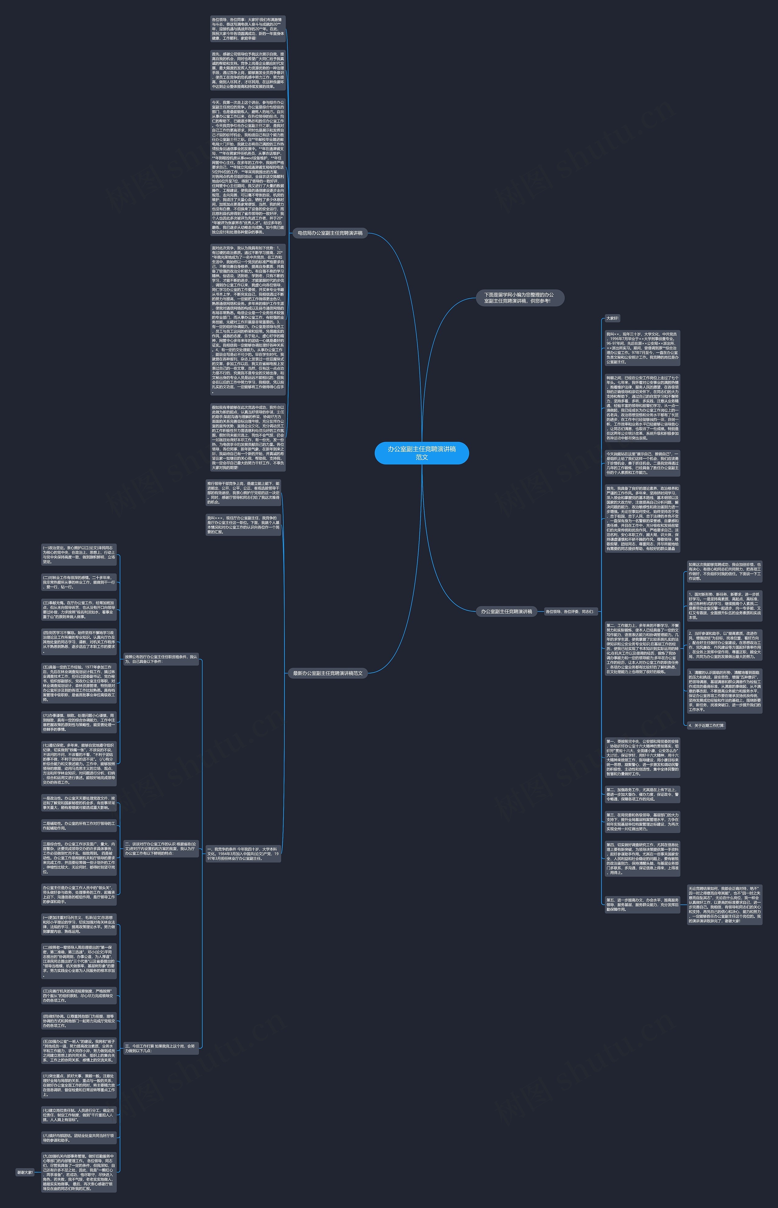 办公室副主任竞聘演讲稿范文思维导图