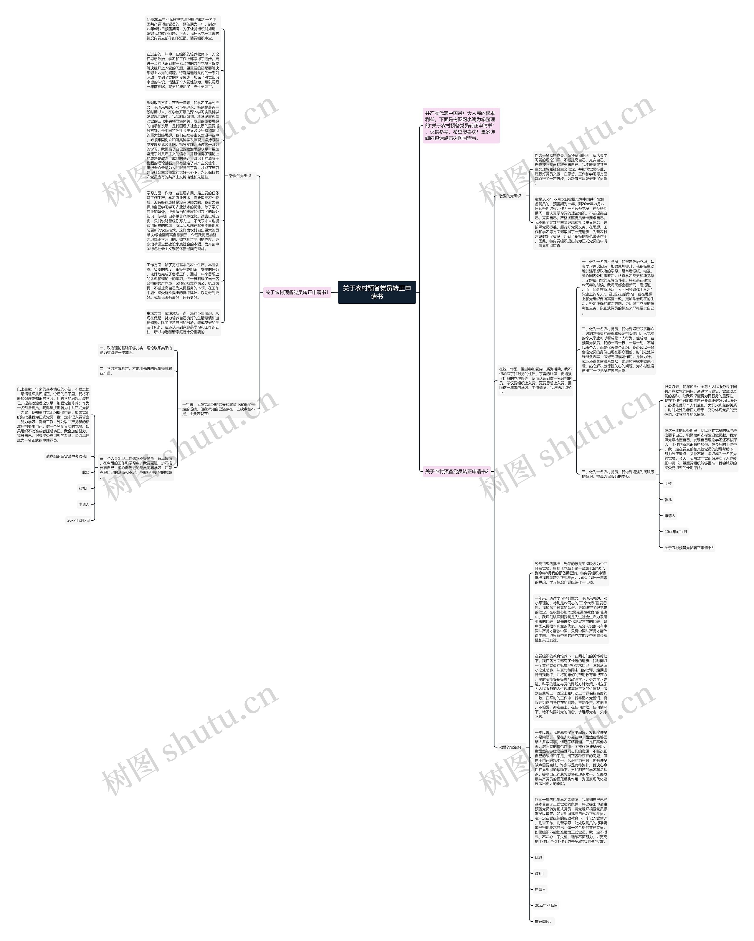 关于农村预备党员转正申请书思维导图