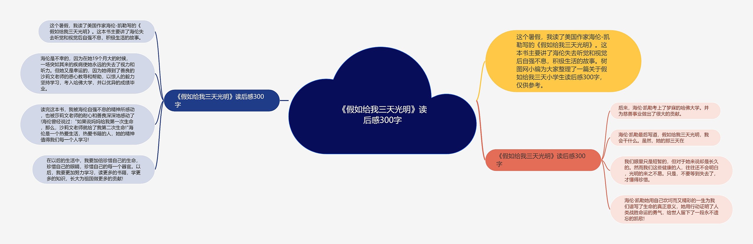 《假如给我三天光明》读后感300字思维导图