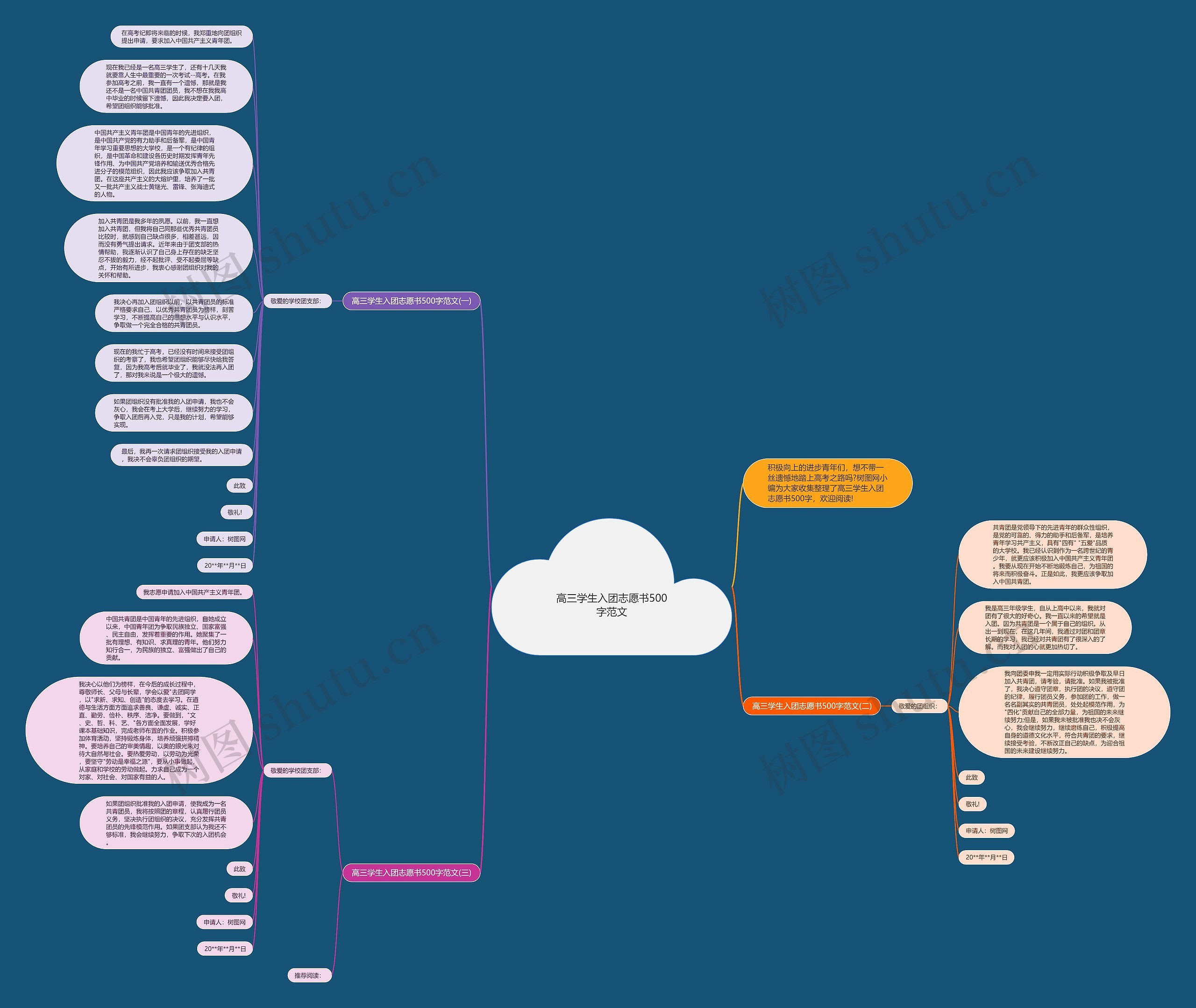 高三学生入团志愿书500字范文思维导图