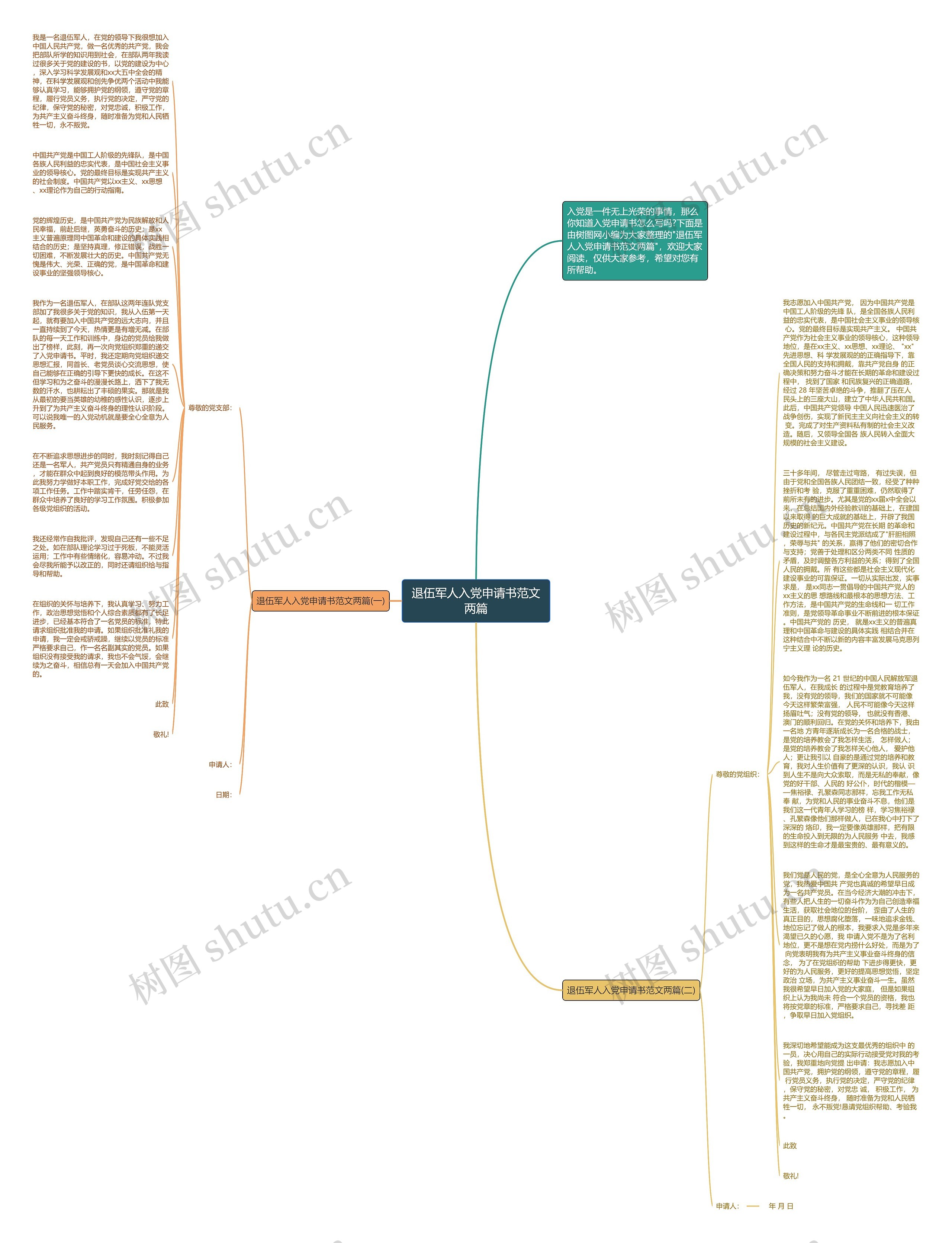 退伍军人入党申请书范文两篇思维导图