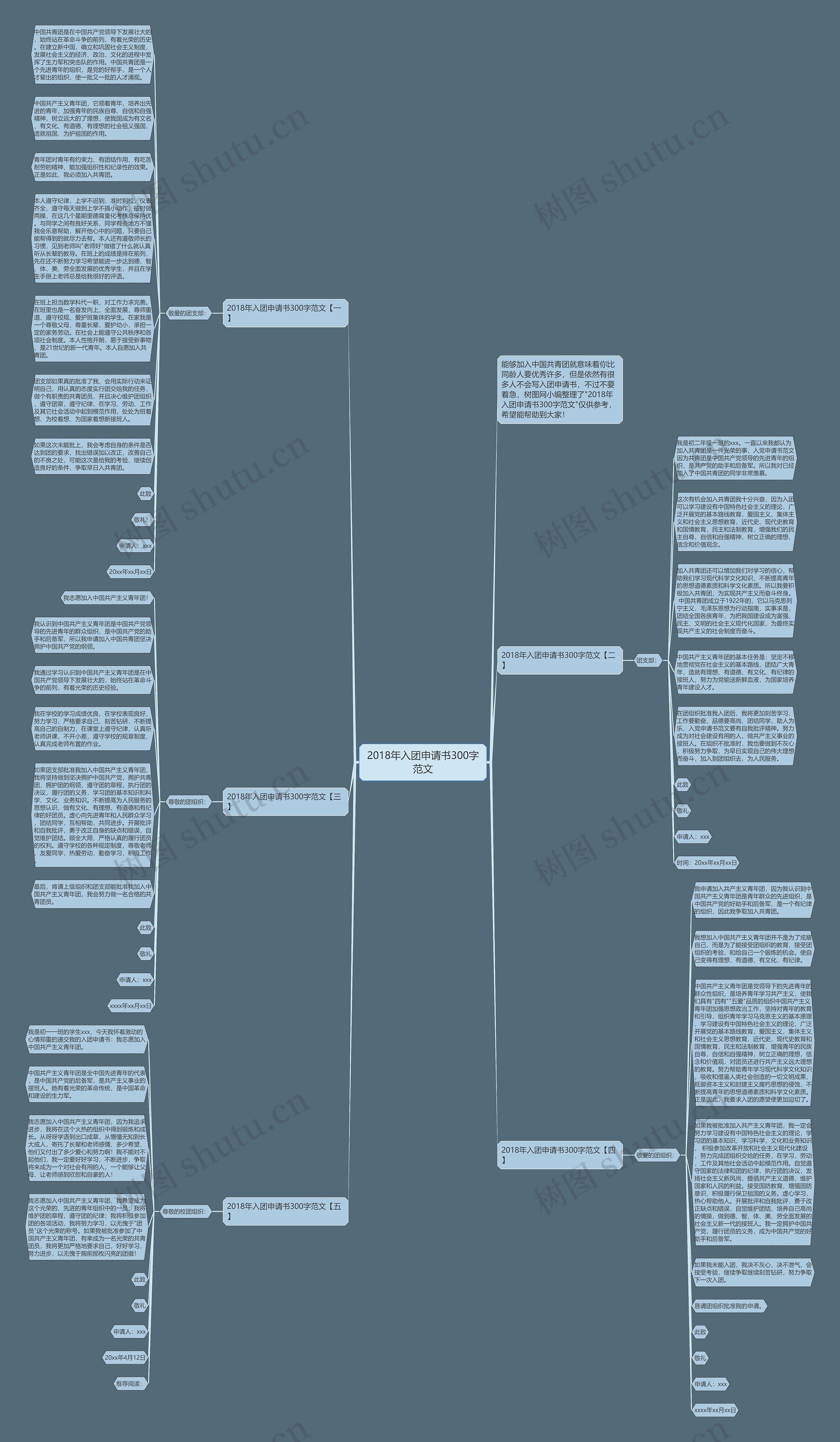 2018年入团申请书300字范文思维导图