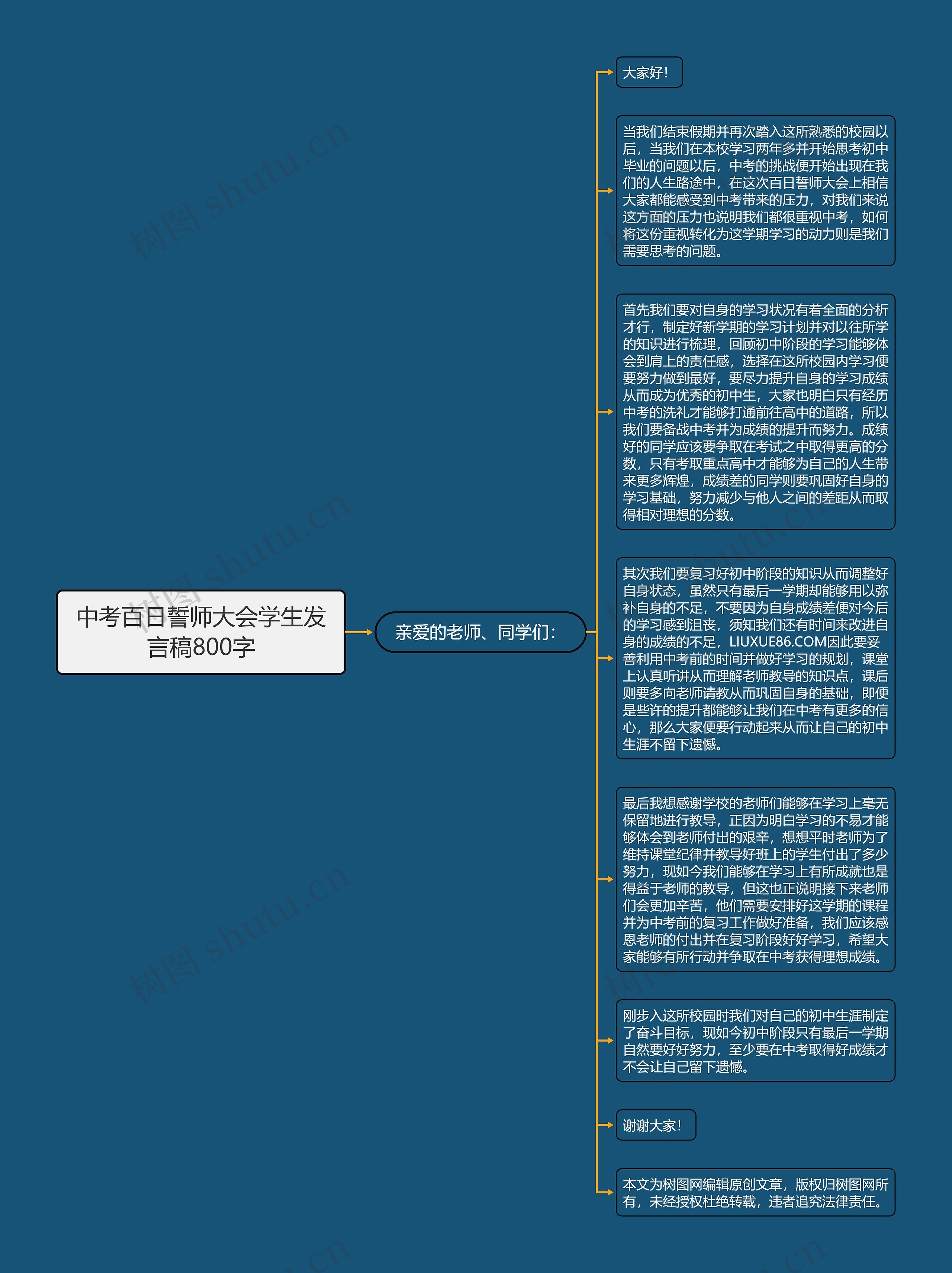 中考百日誓师大会学生发言稿800字思维导图