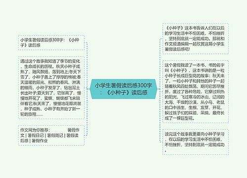 小学生暑假读后感300字：《小种子》读后感