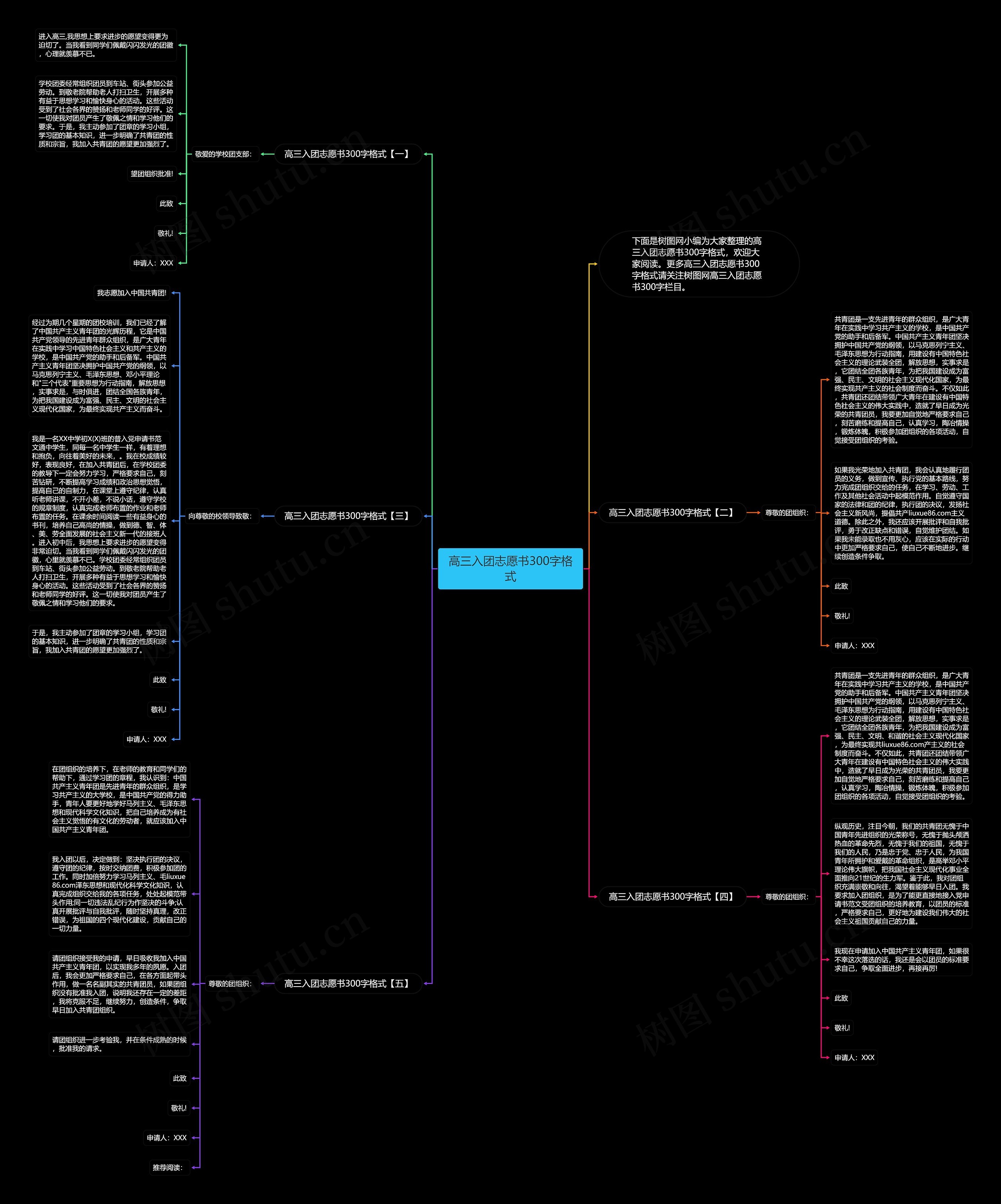 高三入团志愿书300字格式思维导图