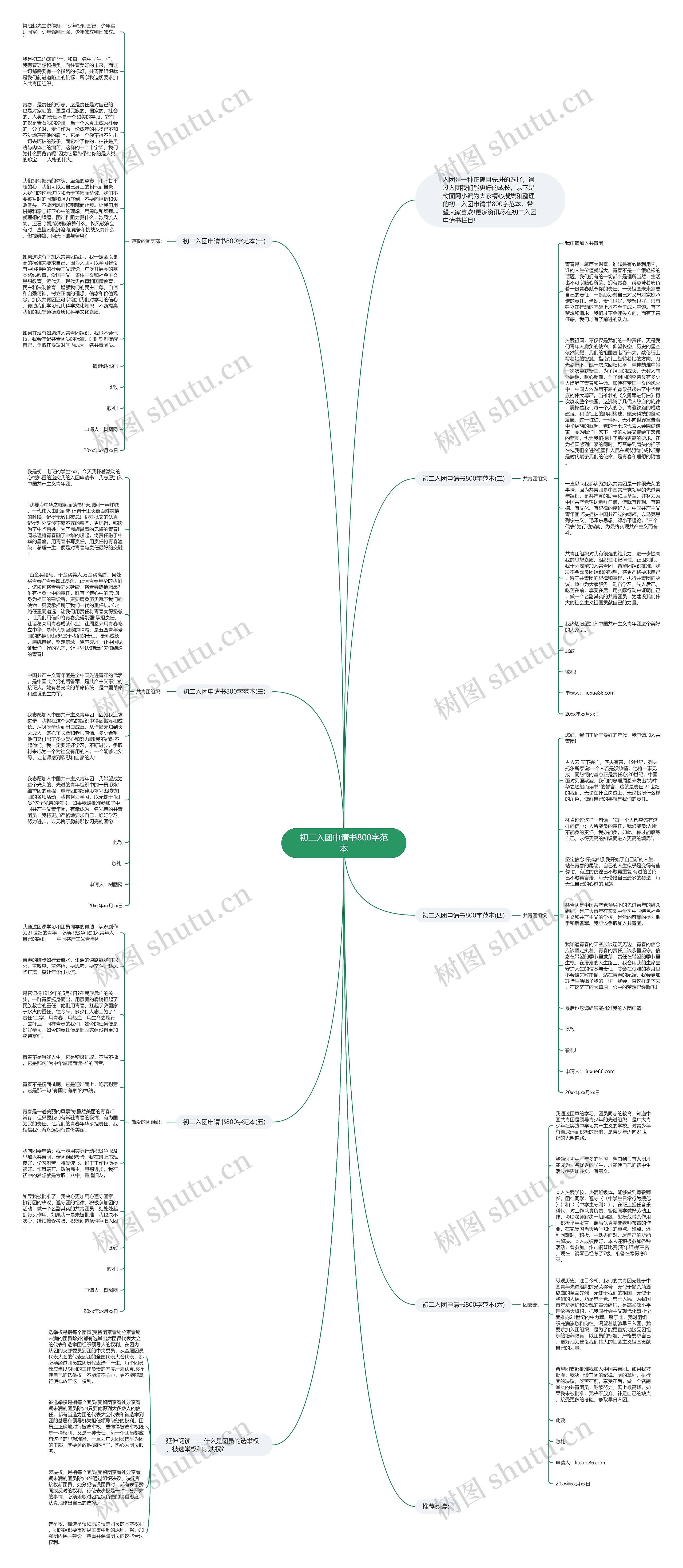 初二入团申请书800字范本思维导图